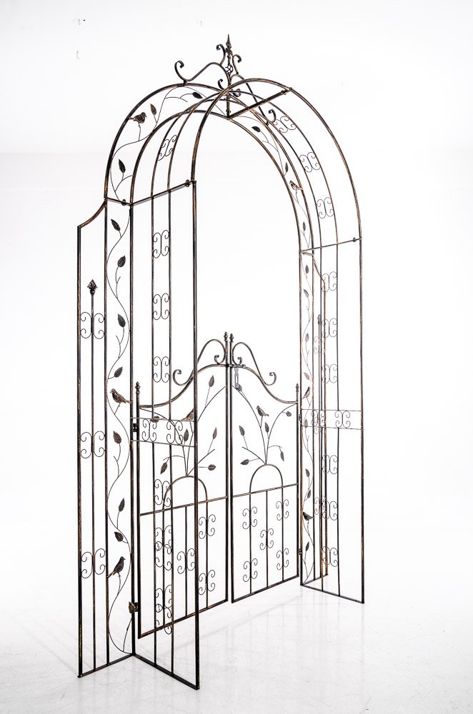 CLP Arche de Jardin avec Portillon Grenada - Support pour Plantes Grimpantes Arcades à Rosiers en Fer Forgé Robuste avec Porte - Couleur :, Couleur:Bronze