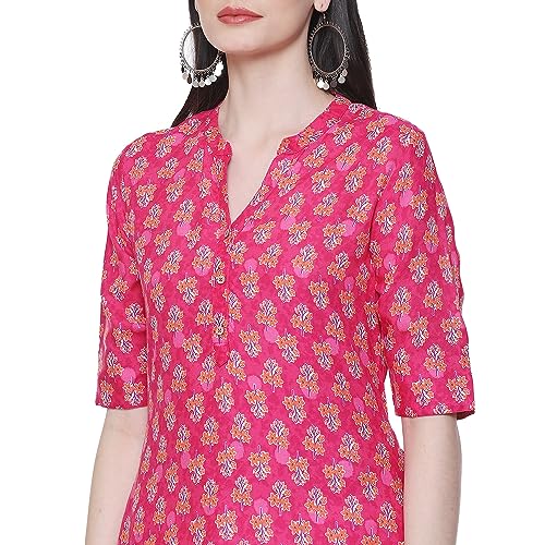 Image of Rangriti Mustard Liva Straight Printed Kurta for Women