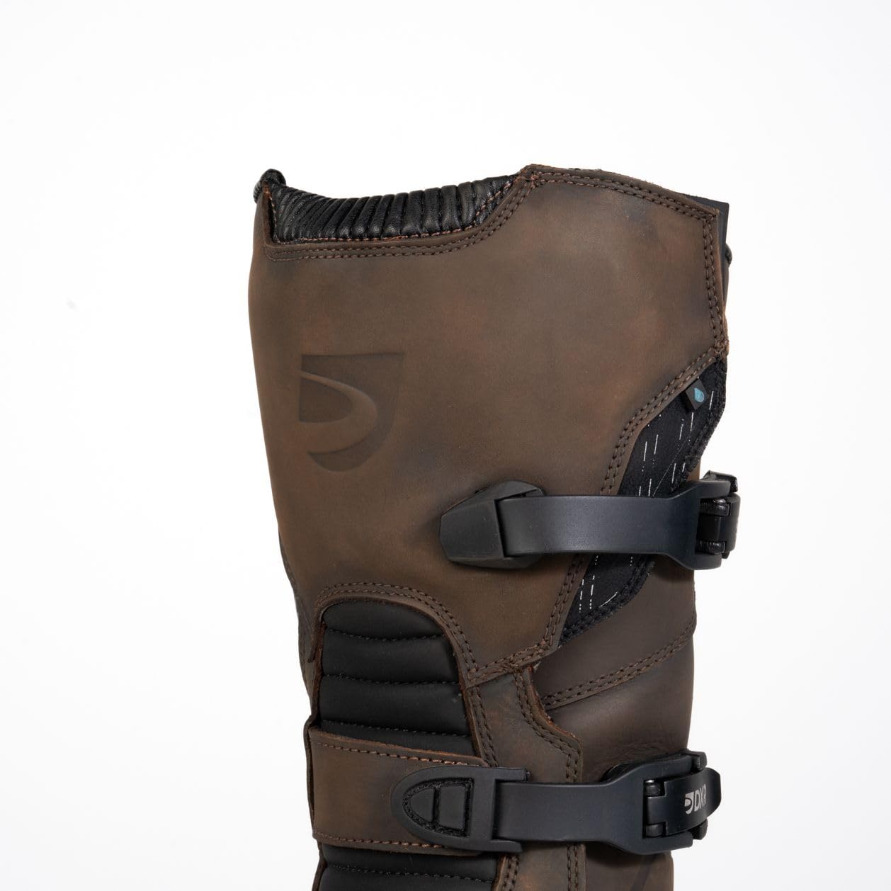 KRUGER EVO Bottes Moto Enduro Homme Certifiées CE Norme EN 13634 Cuir de Vachette Protections Malléoles et Tibias 3 Boucles Aluminium Inserts Rétro-Réfléchissants Semelle Crantée