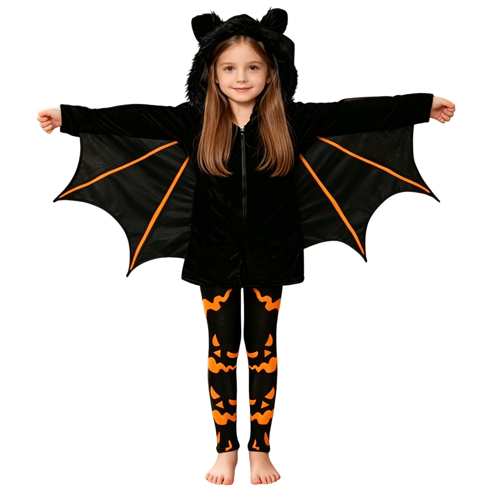 Kids Bat Costumes Halloween 2 Piece Sets Bat Wing Hooded Jackets with Pants