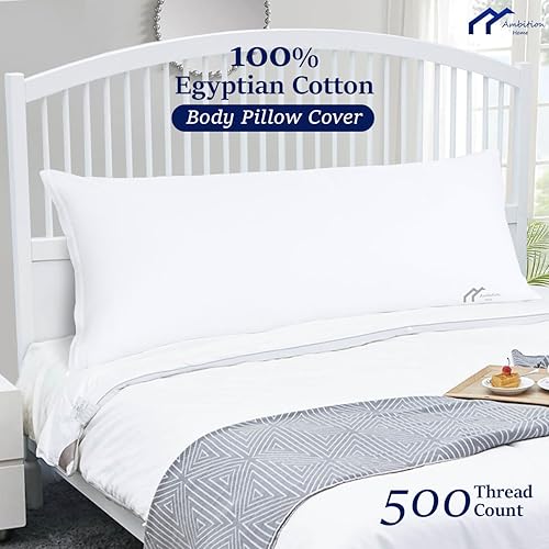 Miniatura 2 de Funda de almohada corporal de 20 x 48 pulgadas, 100 % algodón egipcio suave, paquete de 1 funda de almohada corporal de 500 hilos de alta calidad