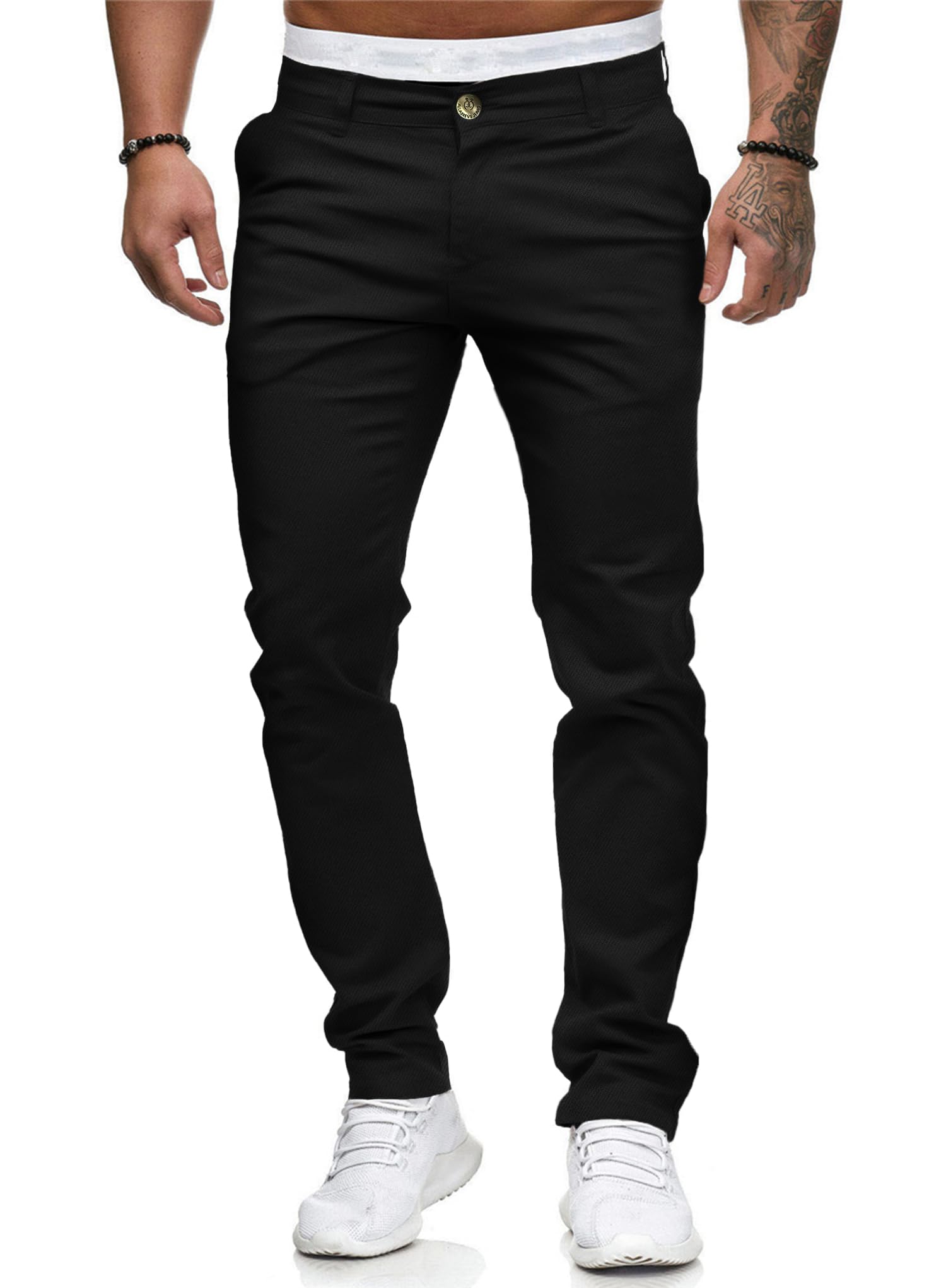 ALLABREVE Men's Chinos Casual Dress Pants Slim Fit Skinny Stretch