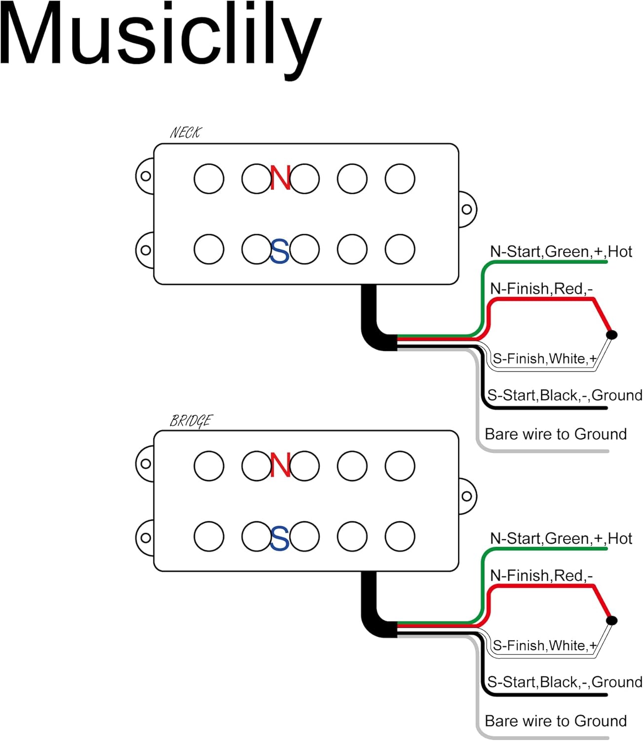 Artec MMC5 Ceramic Magnet Soapbar Style Bass Pickup Neck Bridge Pickups Set 13K for 5-String MusicMan Style Bass, Black