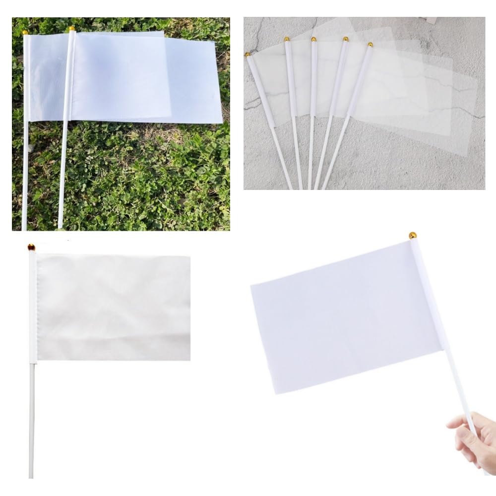 Banderas con diseño propio minibanderas hechas a mano con barra en blanco para pintar fiestas desfiles celebraciones eventos deportivos decoración