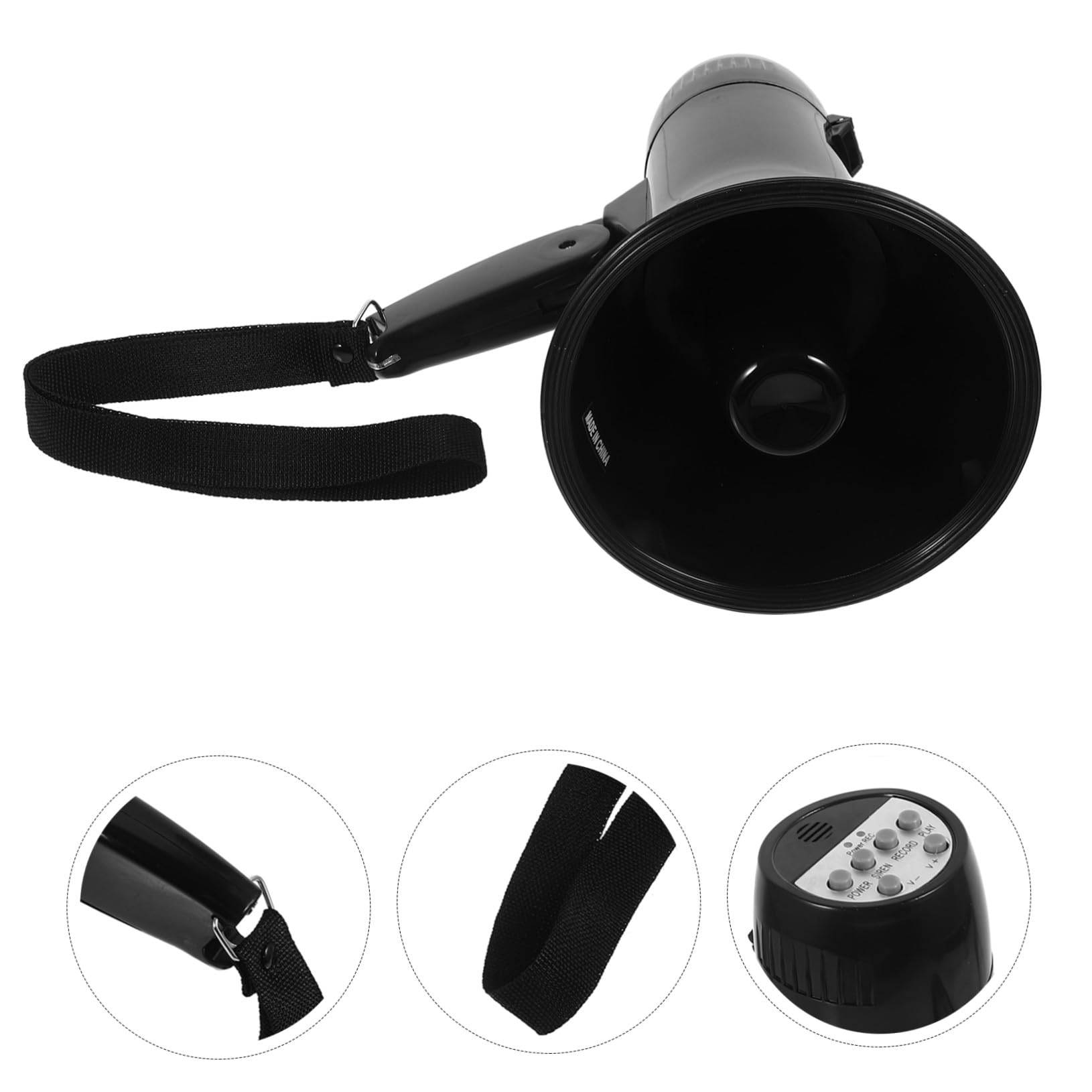GALPADA Megáfono Portátil de 25w Reproducción de Mensajes y Grabación de 240 Segundos, Material Abs, Negro, Adecuado para Animar en Fiestas y Eventos Deportivos