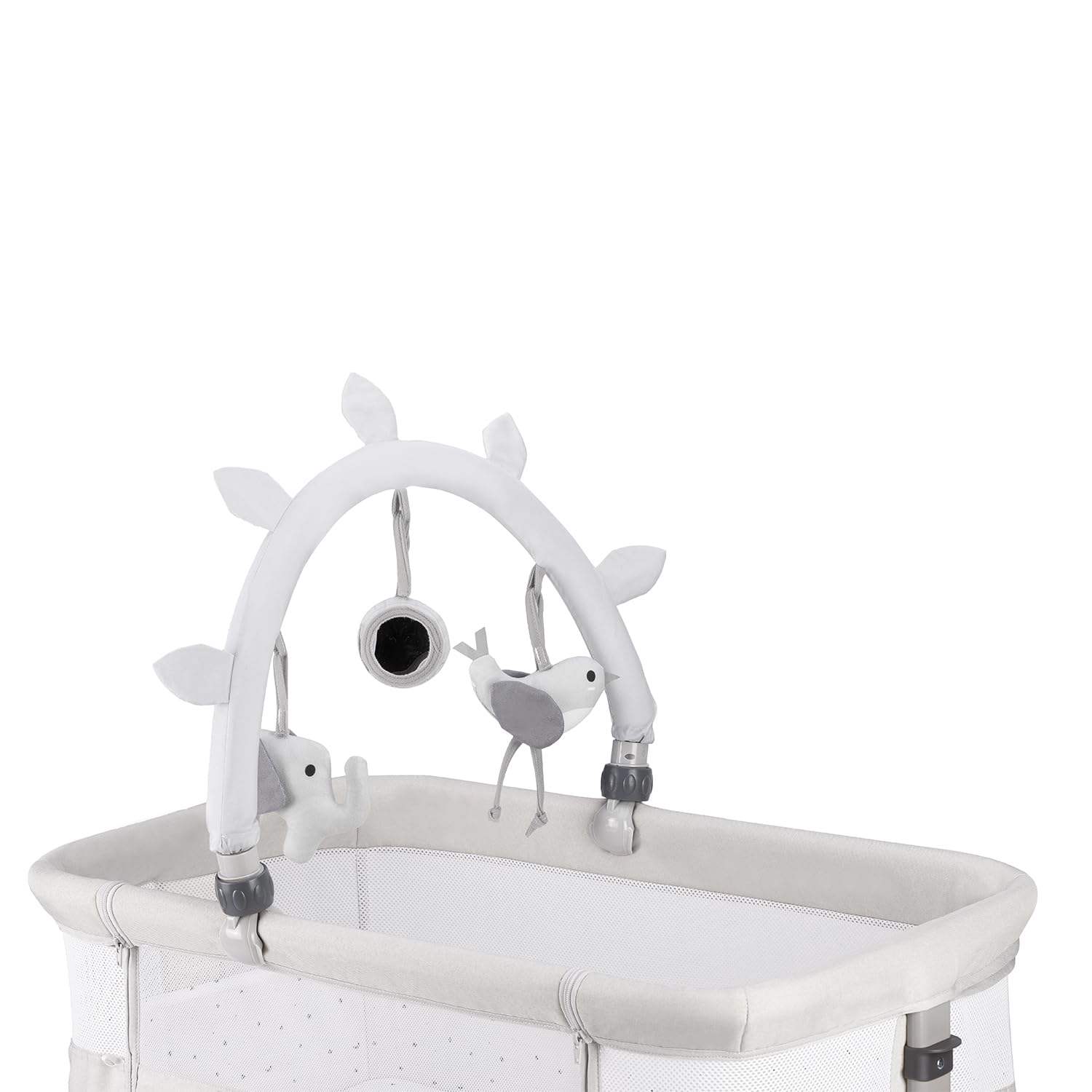 Momi REVO Cuna Multifuncional Ajustable en 6 Posiciones de Altura de 72 a 82 cm, con Ruedas, colchón Incluido, Correas de fijación, mosquitera y Barra de Juguetes