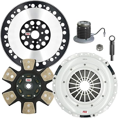 ClutchMax PRO Performance Stage 4 Kit de embrague con volante cromado con cilindro esclavo compatible con Ford Mustang GT, Bullitt, Shelby GT 4.6L