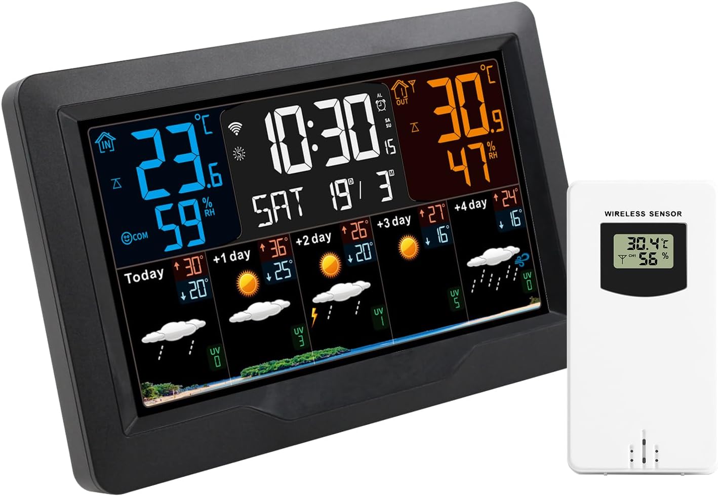 FJ3390TY-A Smart Weather Station and its wireless outdoor sensor