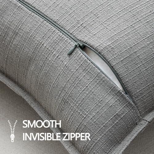 Image of MIULEE Pack of 2 Thick Textured Couch Throw Pillow Covers 20x20, Grey Decorative Pillow Covers, Neutral Linen Cushion Cases for Sofa Bed Living Room Modern Farmhouse Home Decor, No Filling