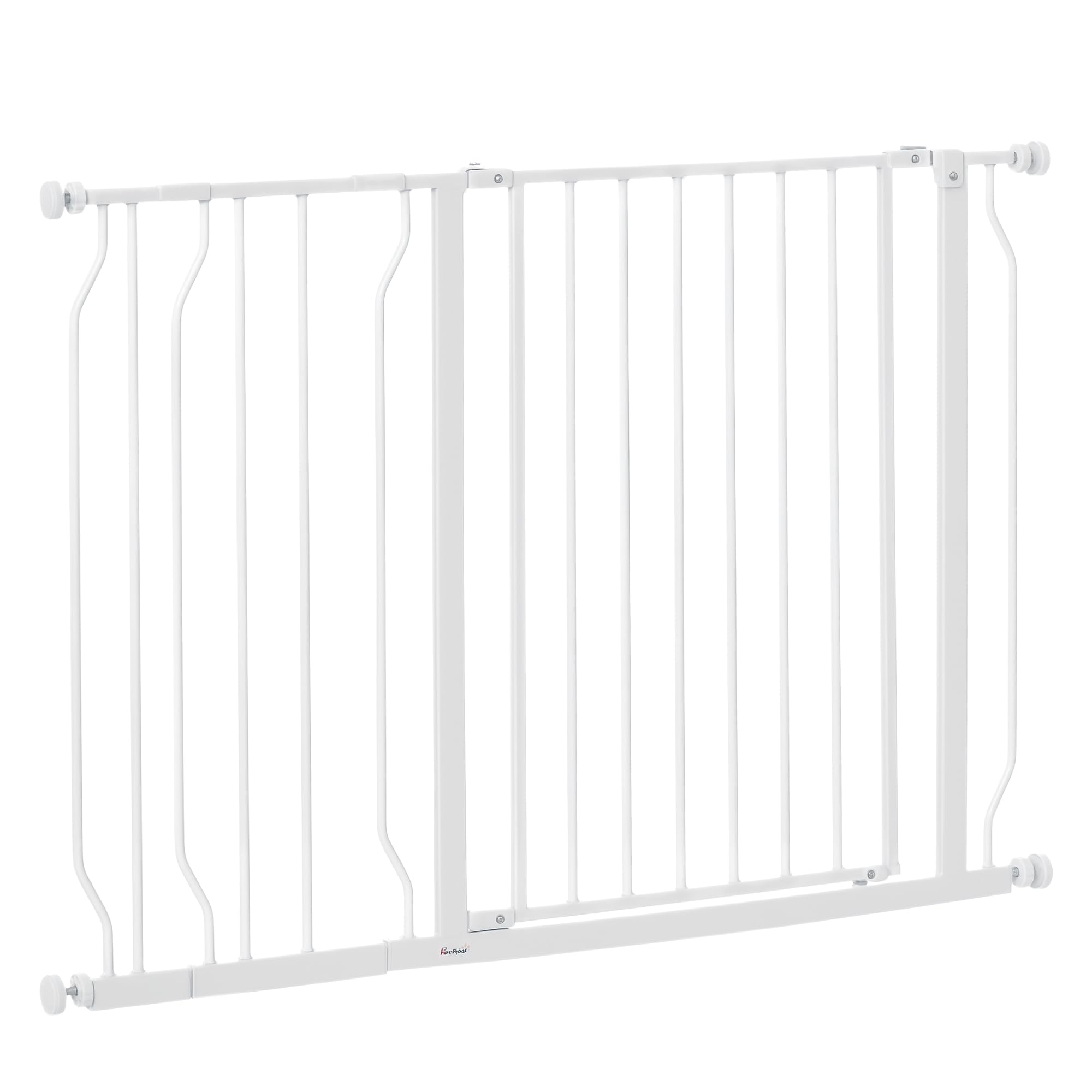 PawHut Barrera de Seguridad para Perros Extensible 75-115 cm para Puertas y Escaleras Puerta de Seguridad para Mascotas con Extensiones Montaje a Presión y Doble Bloqueo Blanco