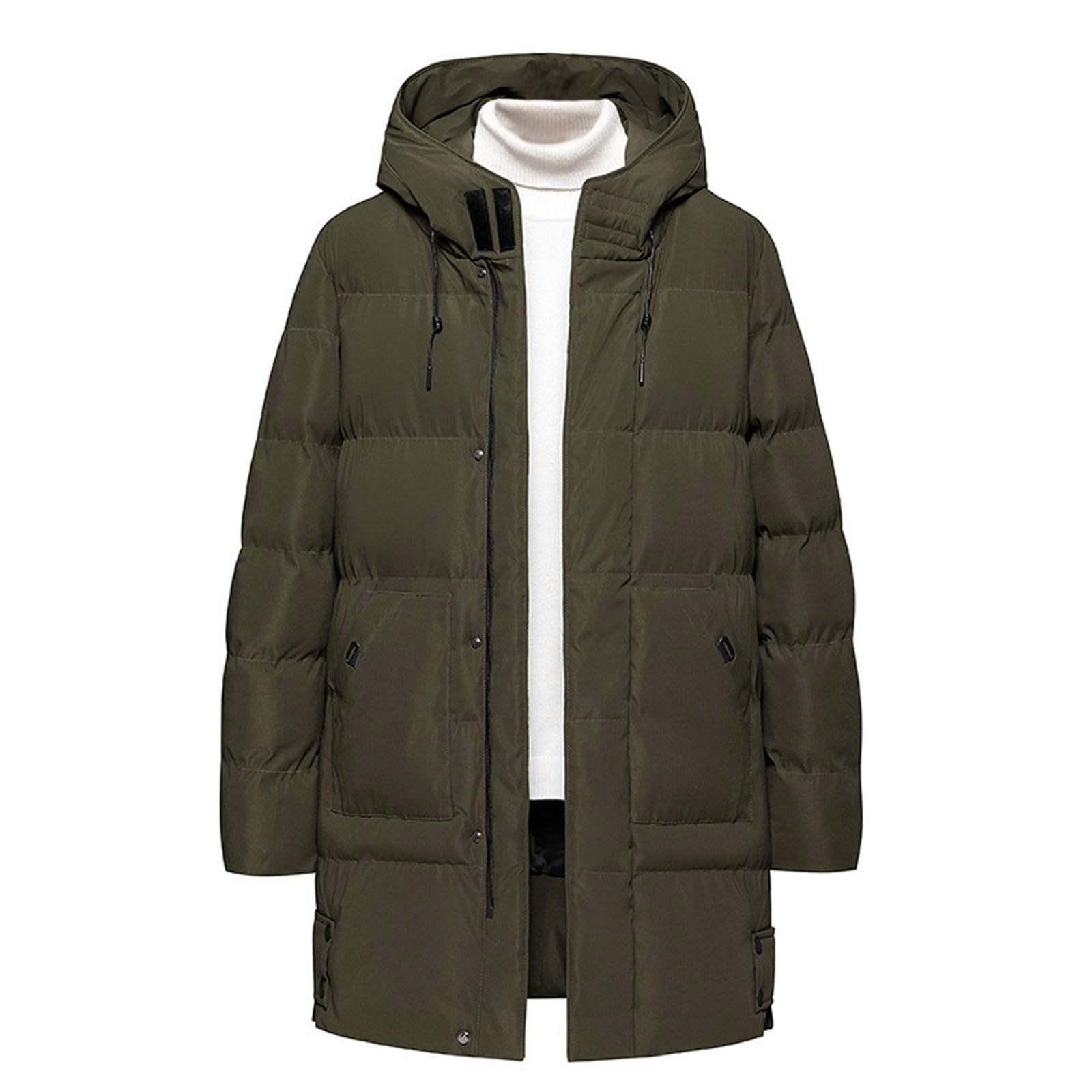 Generico Piumini Uomo Lunghi, Giacca da Lavoro Invernale Uomo,Giacca con Cappuccio Calda Antivento E Moda Casual da Uomo Invernale Comoda E alla Moda