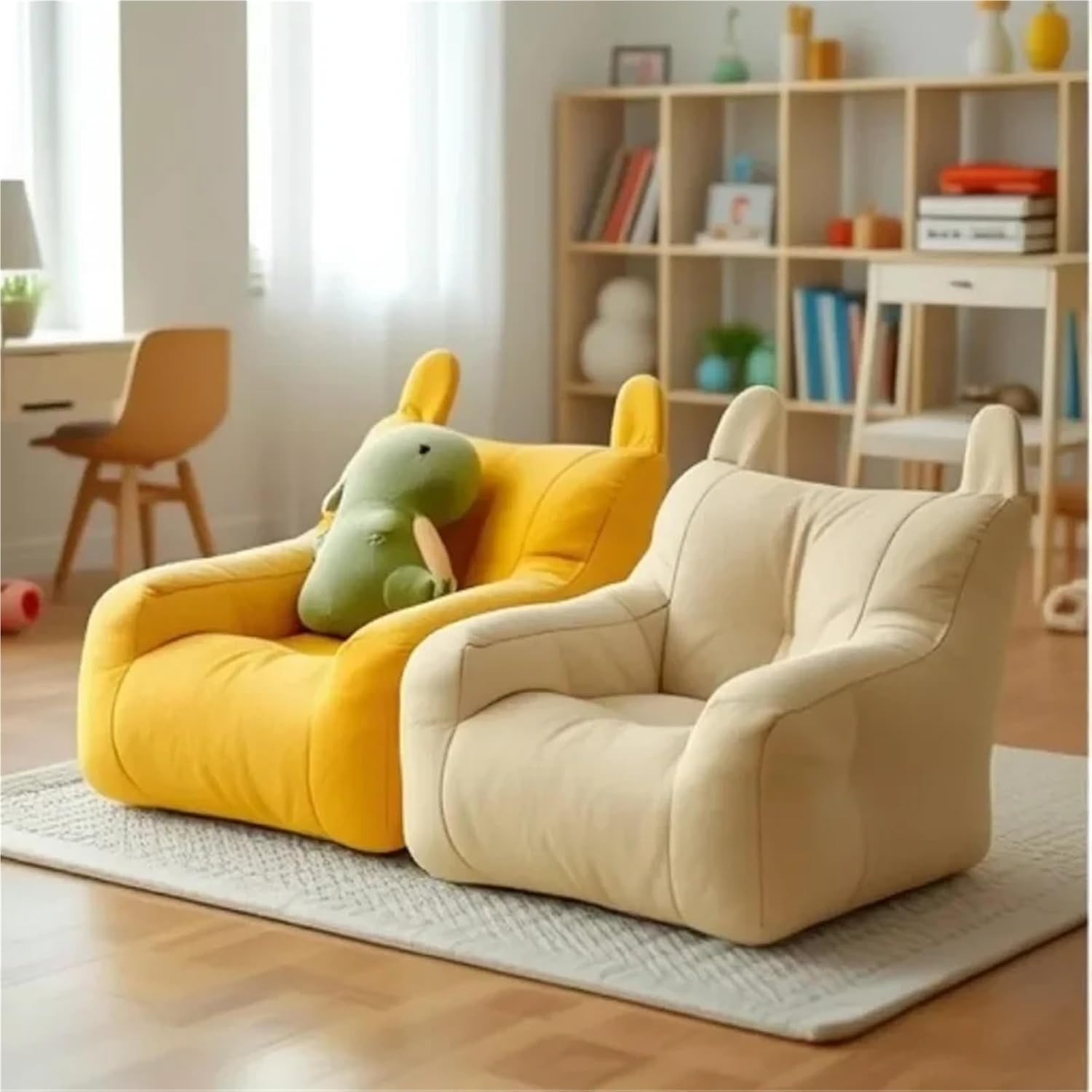Cat Sofa Bed with Cartoon Design, Detachable Washable Pet Bed, Support Up to 2.72KG, Cozy Indoor Cat Furniture(Yellow)