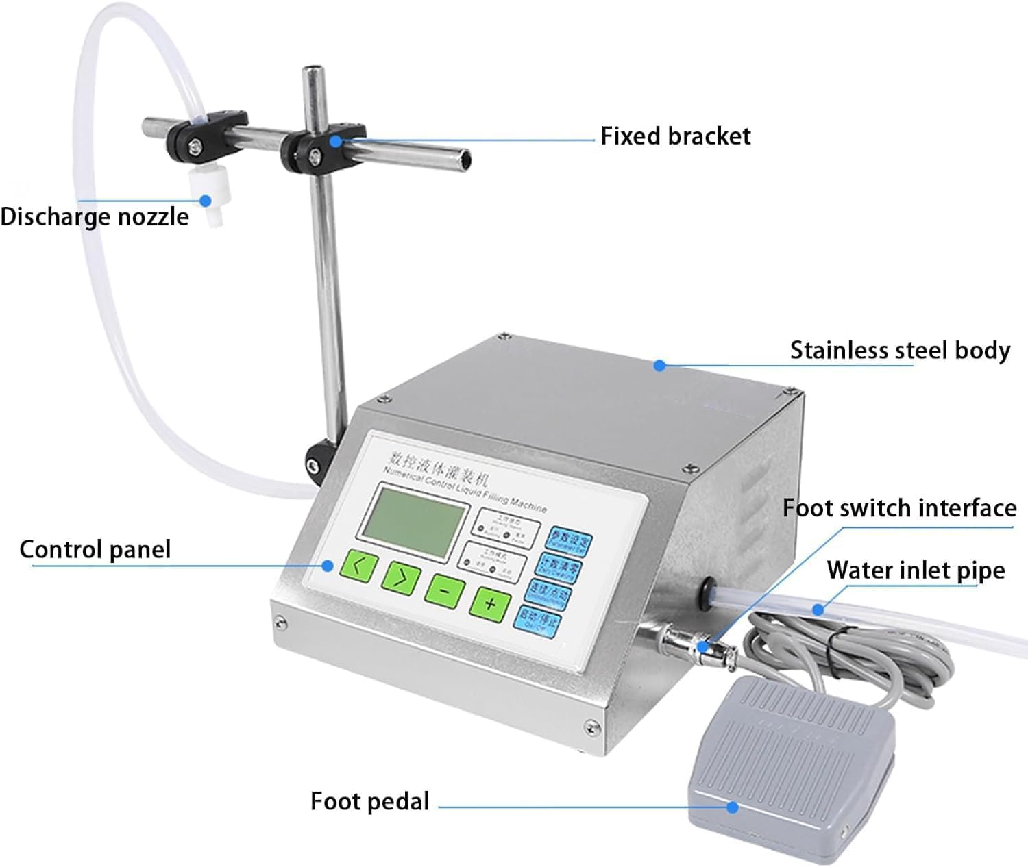 Riempitrice automatica di liquidi, dispenser quantitativo per latte, acqua, vino, bevande, salsa di soia - Riempitrice elettrica per bottiglie con design flip-top