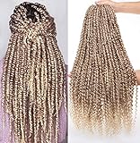 Leeven 6 Packs Pre-Twisted Passion Twists Synthetic Crochet Hair Extensions 15 Roots/pack 22 Inch Ombre Crochet Passion Twist Braiding Hair Curly Ends Twist Hair Ombre Color