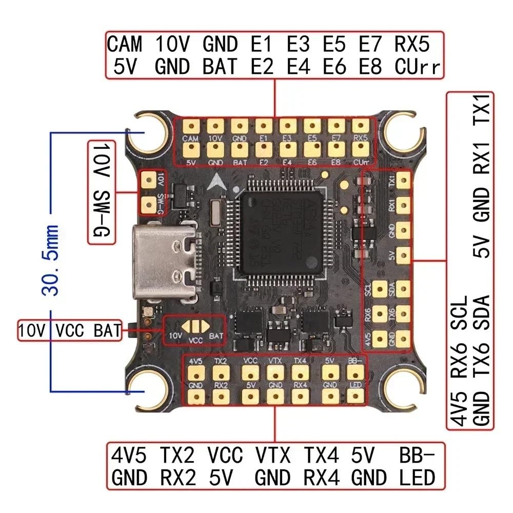 F722 V2 F7 Podwójny kontroler lotu BEC z 45A 50A 60A 65A 4in1 ESC DShot 150 300 600 1200 PWM odpowiedni do drona RC FPV Racing (F7 V2 With 45A ESC)