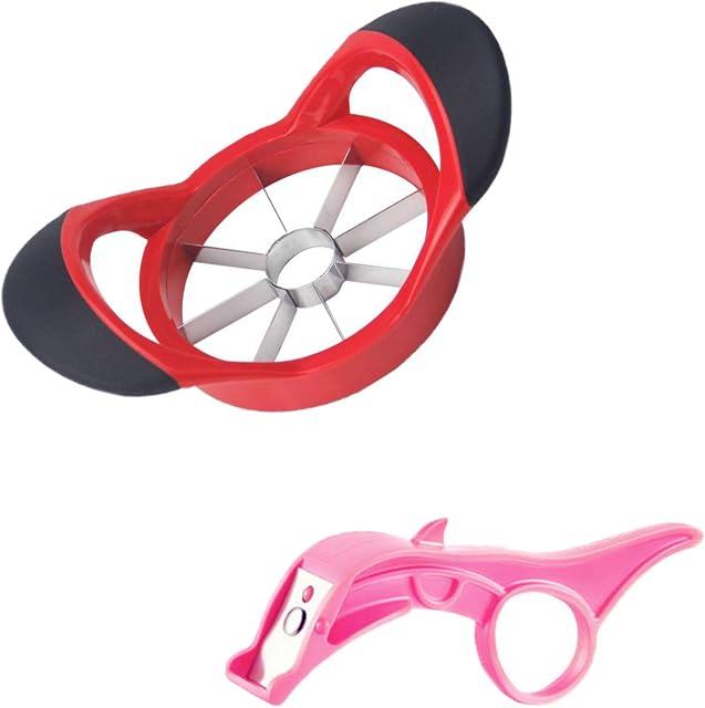 8 Blade Apple Corer Slicer-Easy Grip Divider,Cutter,Wedger,Meets The Ergonomic Rubber Grip Handle 304 Stainless Steel Apple Cutter,for Household Kitchens, Fruit Platter, Apples, Pears