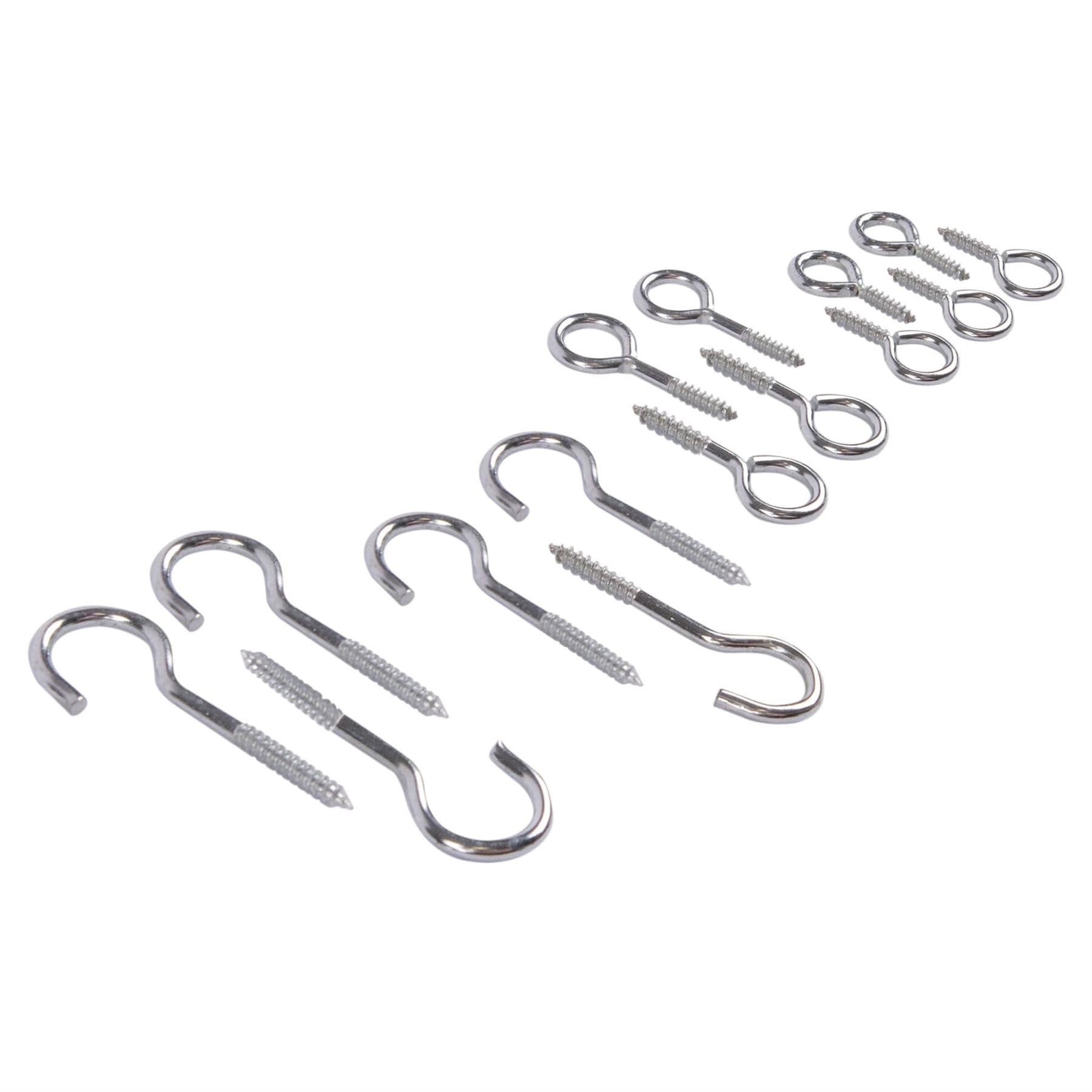 Blackspur 15pc Screw Hooks Set - 4 Sizes - Silver