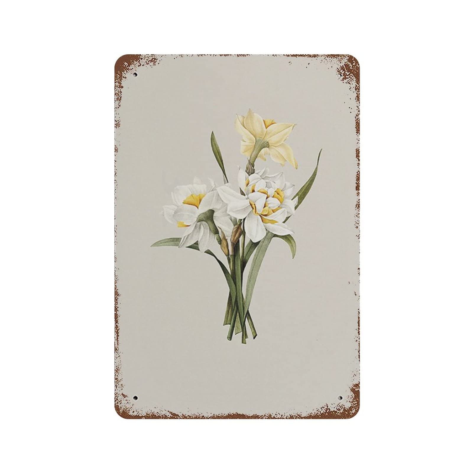 peiyeety Daffodil Vintage Metal Tin Sign Vintage Wall Decor For Home Living Bedroom Room Kitchen Bathroom Coffee Shop Bar Garden Garage Farm Art Metal Sign Plaque Metal Sign Gift. 8"x12"