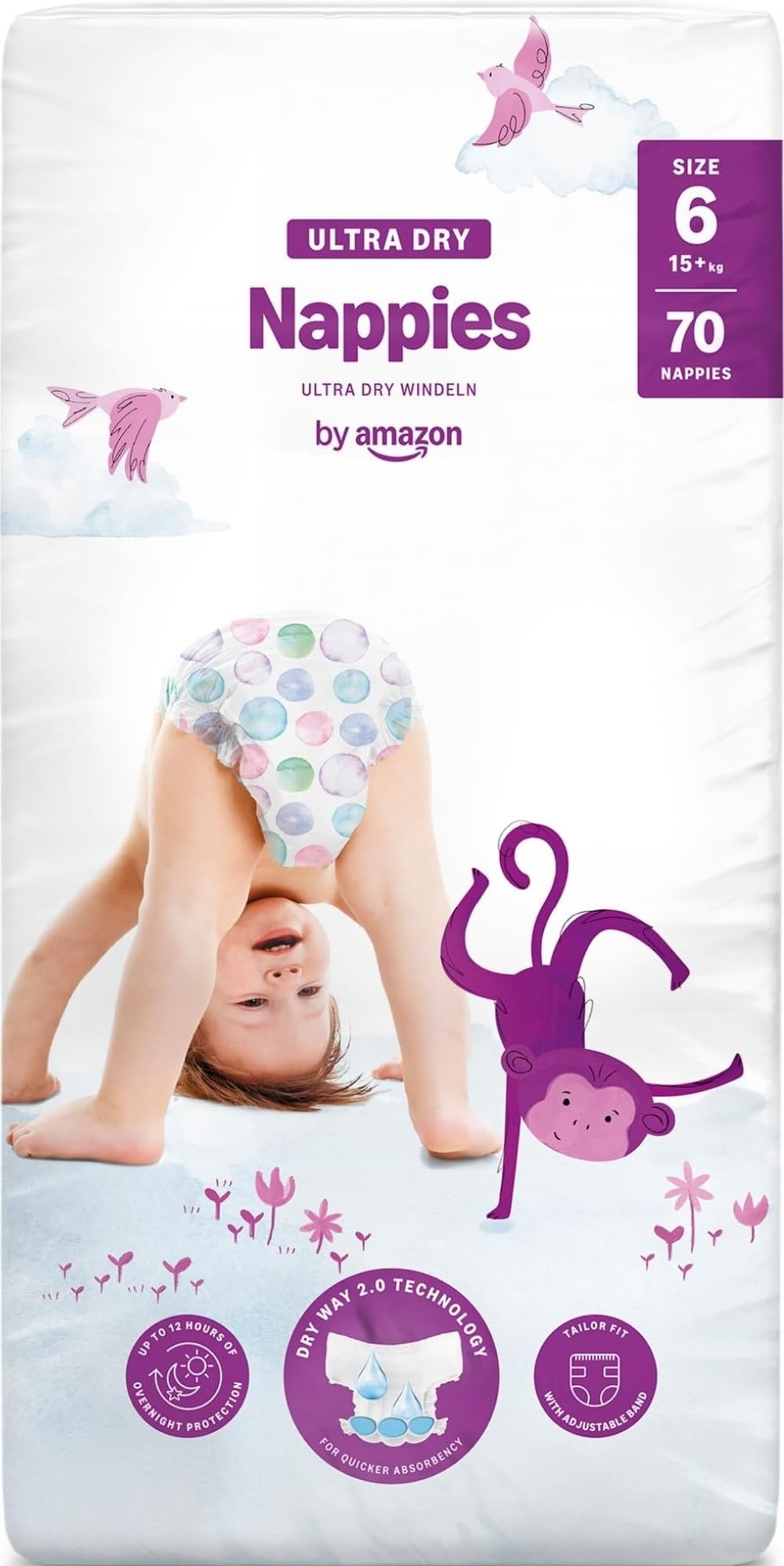 By Amazon - 70 Ultra Dry Nappies - Size 6 (15+ kg) (Previously a Mama Bear Brand, Same Product)