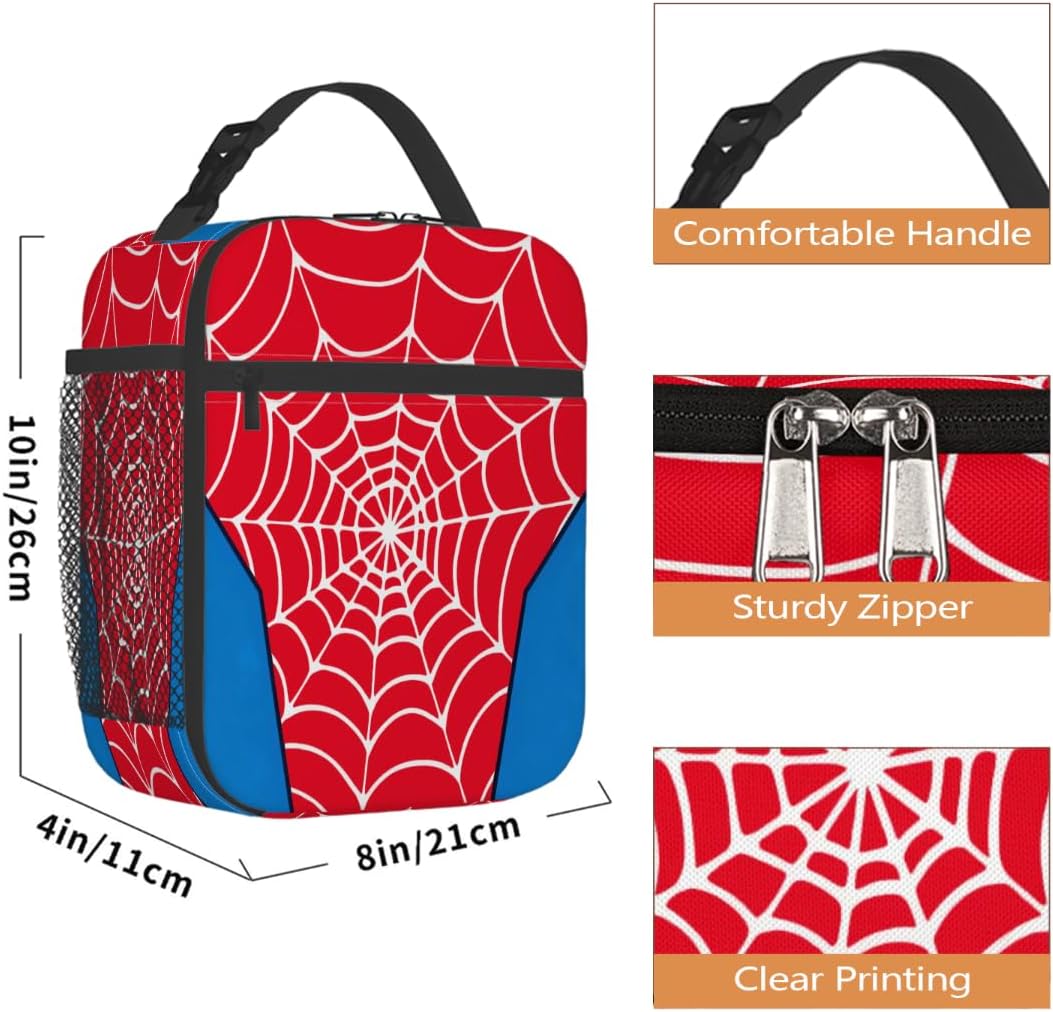 AUUXVA Kids Insulated Lunch Bag - Spider Web Boys Lunch Boxes for School Waterproof Leakproof Lunchbox with Water Bottle Holder, Girls Reusable Portable Lunch Tote for Camp Hiking Beach Picnic image 2