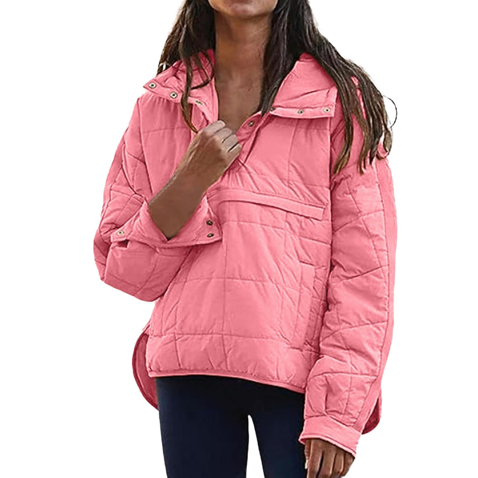 Generisch Lässiger Damen Kapuzenpullover mit Rundsaum einfarbig langärmlig modischer Plus Size Coat für vielseitige Outfits