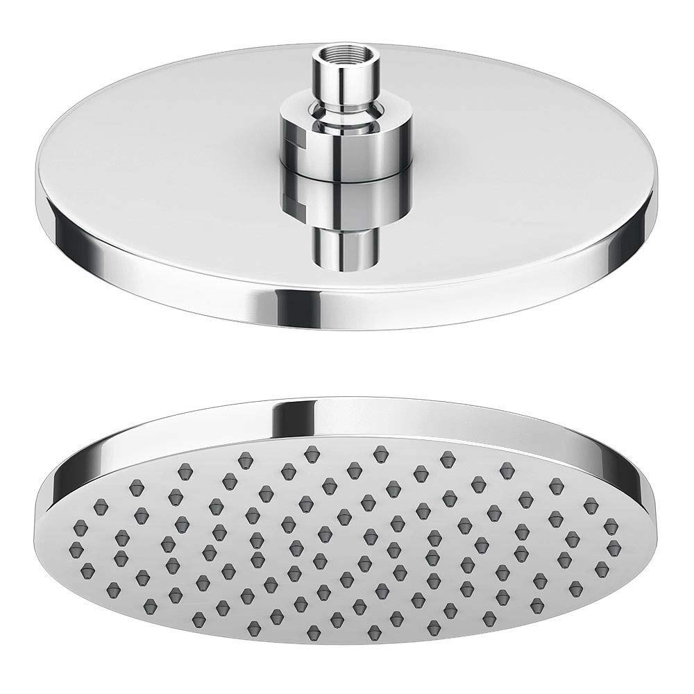 Chrome Round 200mm Overhead Shower Head with Anti-Limescale Nozzles + Swivel Joint