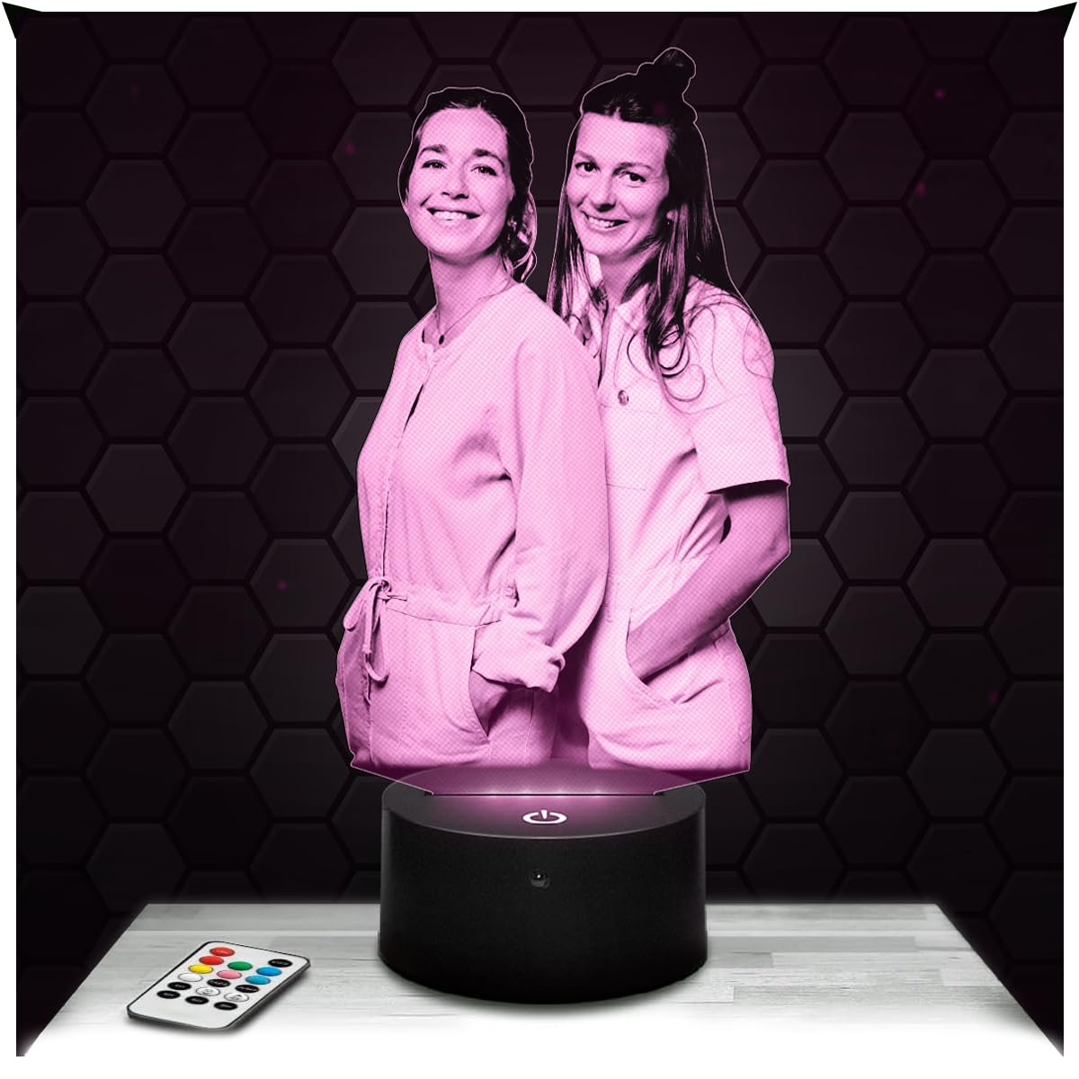 Lampephoto.fr - 3D Lamp The Frangines Duo French Singers Guitarists, Touch LED Night Light, 3D Hologram Effect, Christmas Birthday Gift Idea for Men Women, Bedroom Decoration Object