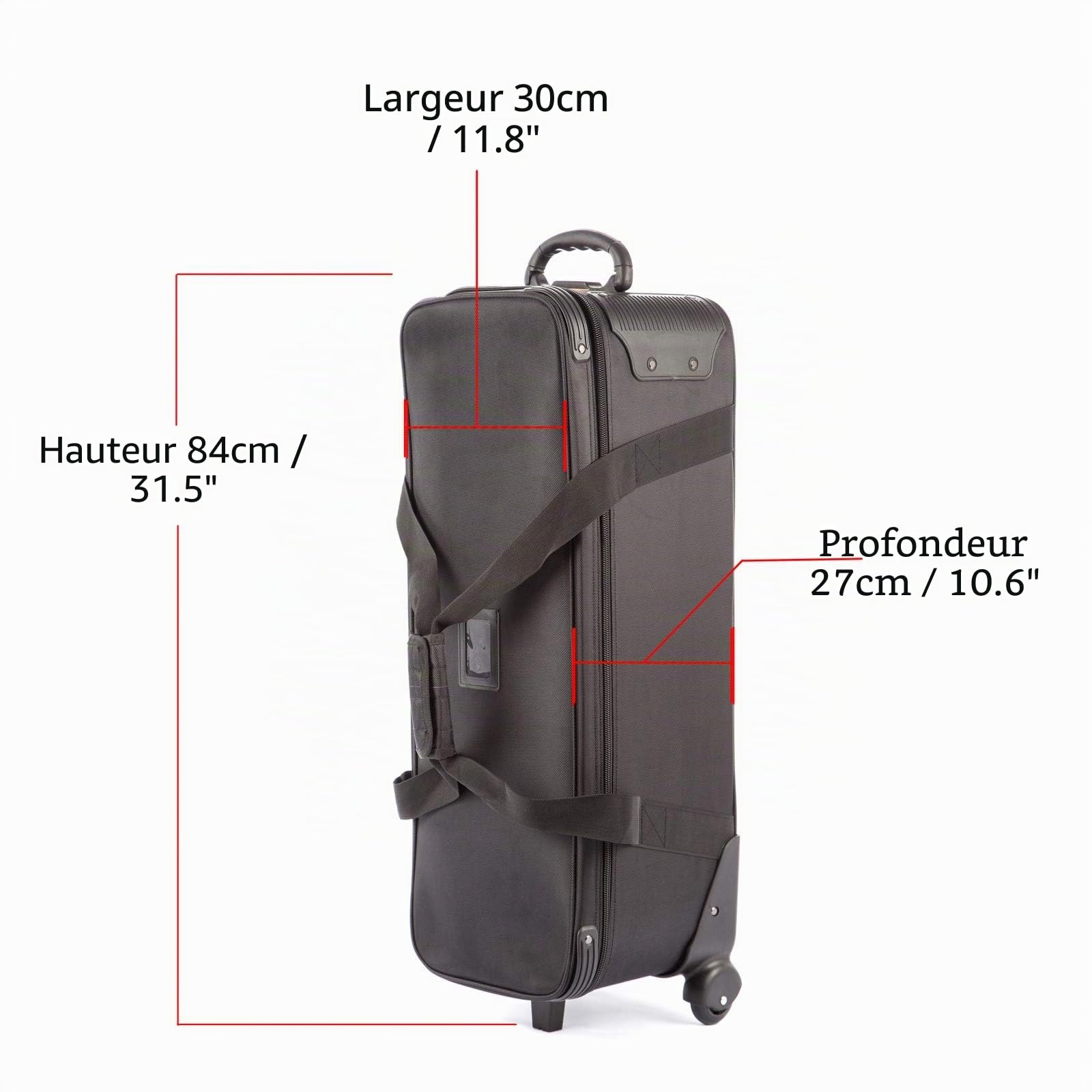 Studio Lot de 1 Sac Trépied Rembourré Sac de Transport Valise à roulettes 84x30x27cm