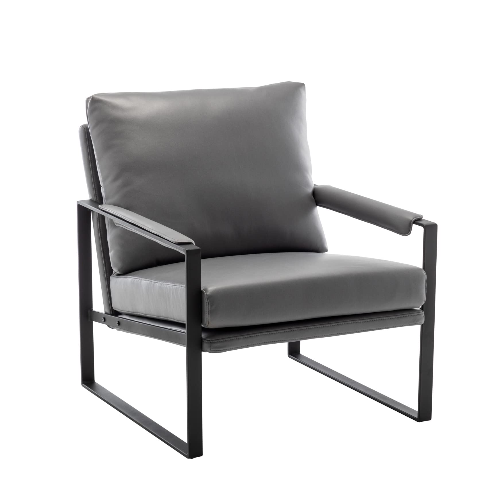 UNICOO Faux Leather Metal Frame Accent Chair - Modern Accent Chairs for Living Room, Bedroom, or Office - Armchairs Living Room Chairs Leisure Chair