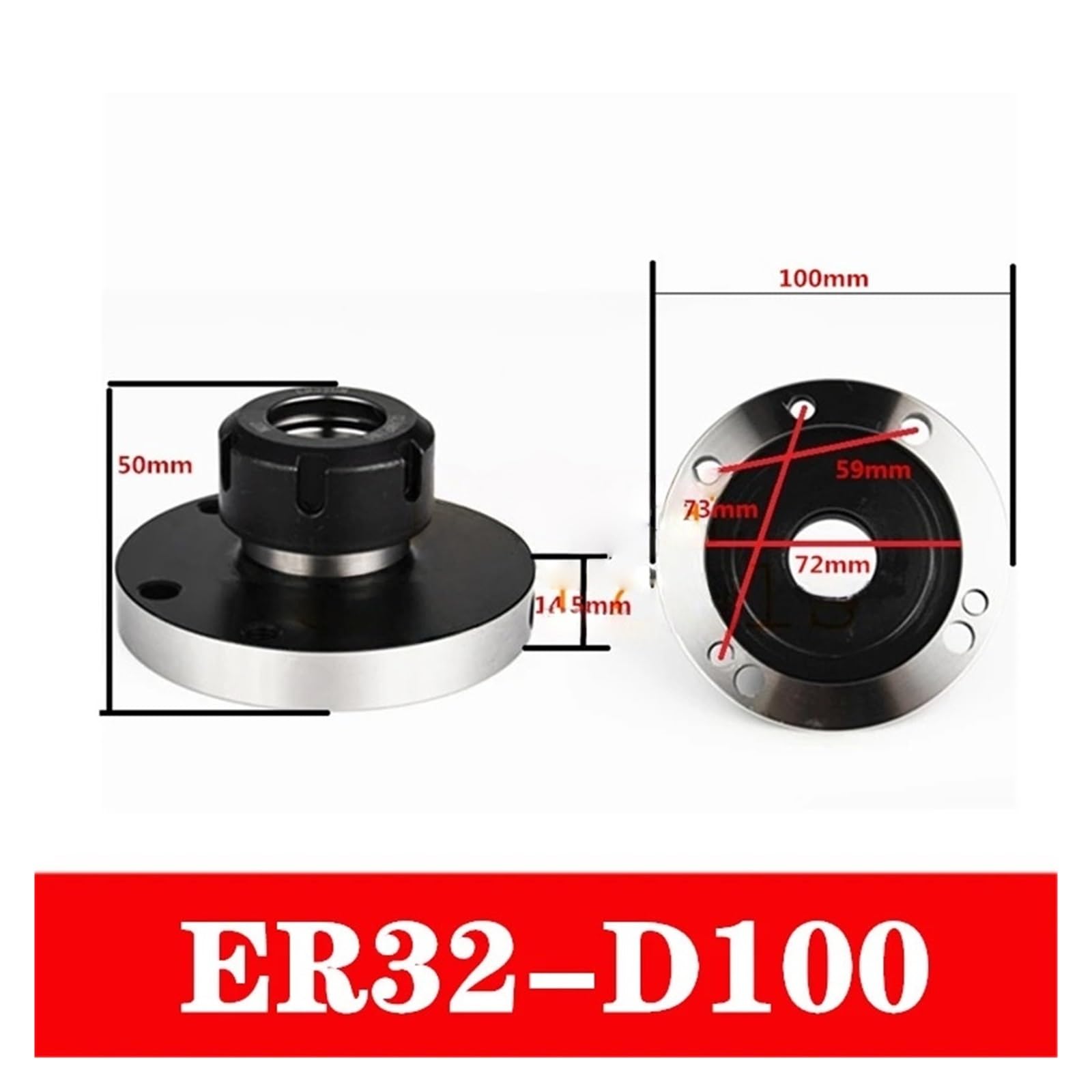 Mini kołnierzowy czteroosiowy uchwyt zaciskowy do tokarek-kompatybilny z ER16 ER20 ER25 ER32 ER40-125mm 80mm 100mm, 1 szt.