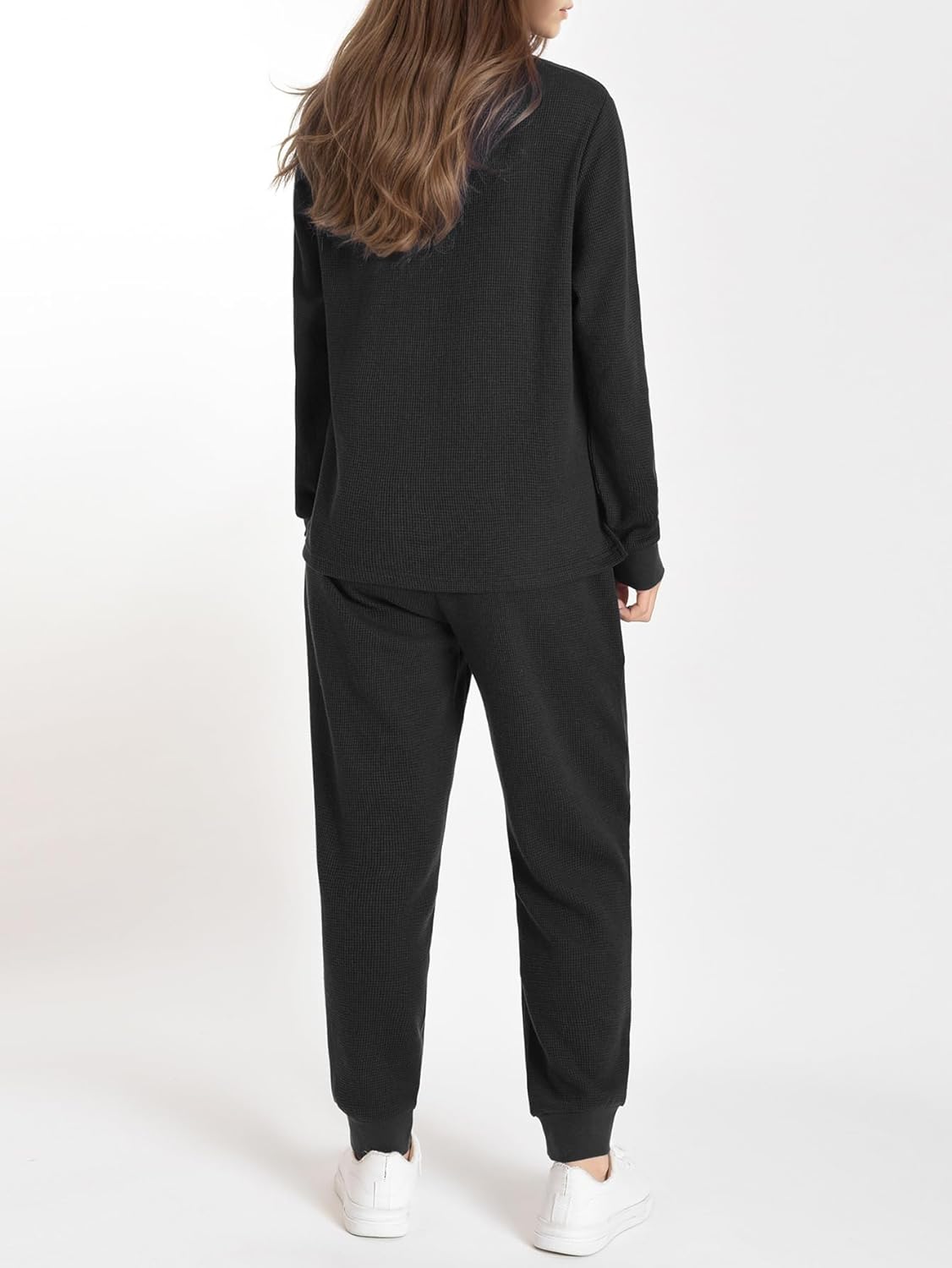 Latuza Women's Petite Waffle Knit Lounge Set Petite Length Pajamas - Image 3