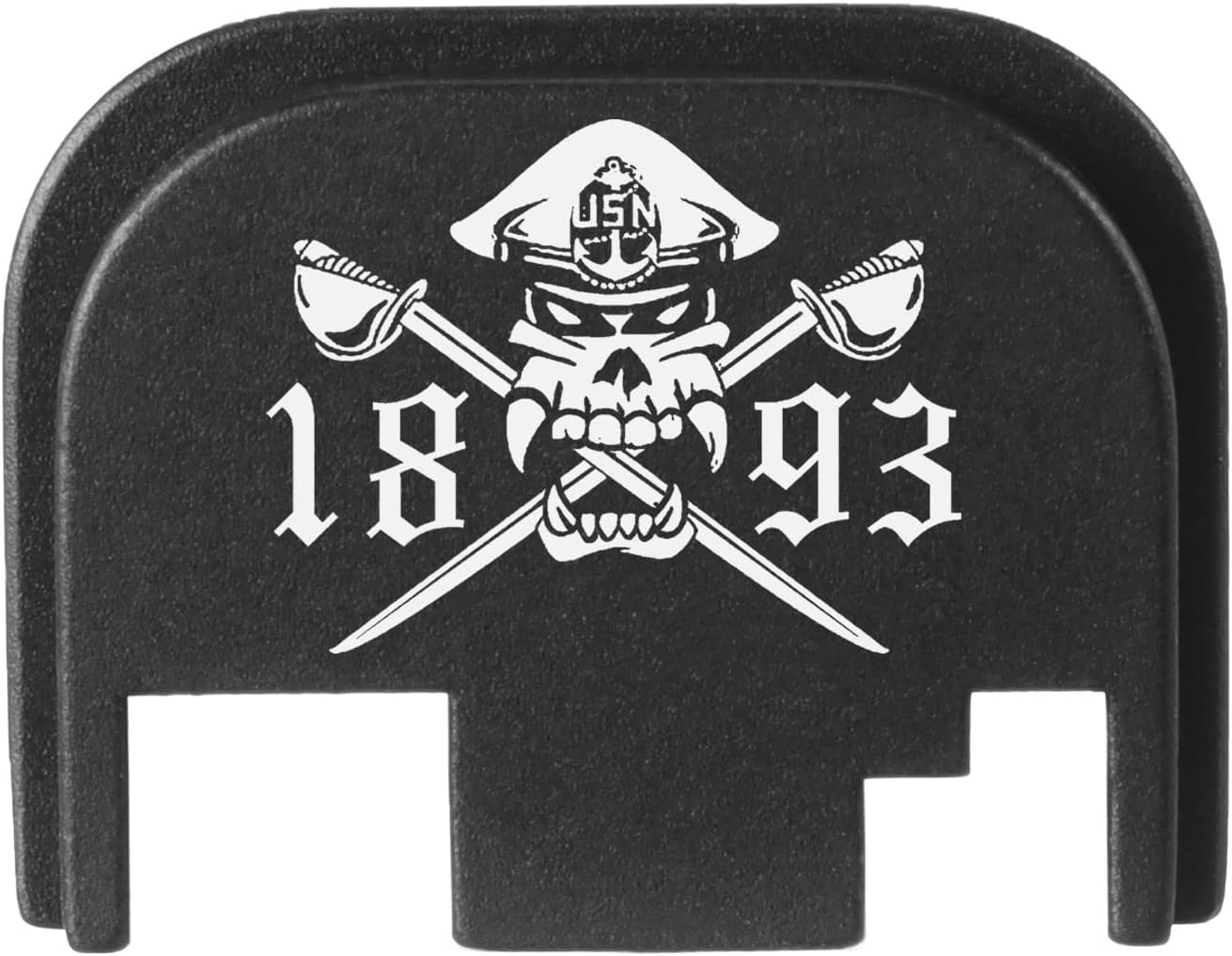 NDZ Performance Rear Slide Cover Back Plate for Glock Gen 1-4 Laser Engraved Hardcoat Anodized Aluminum in Black - Chief Petty Officer 1893 Cutlasses 2