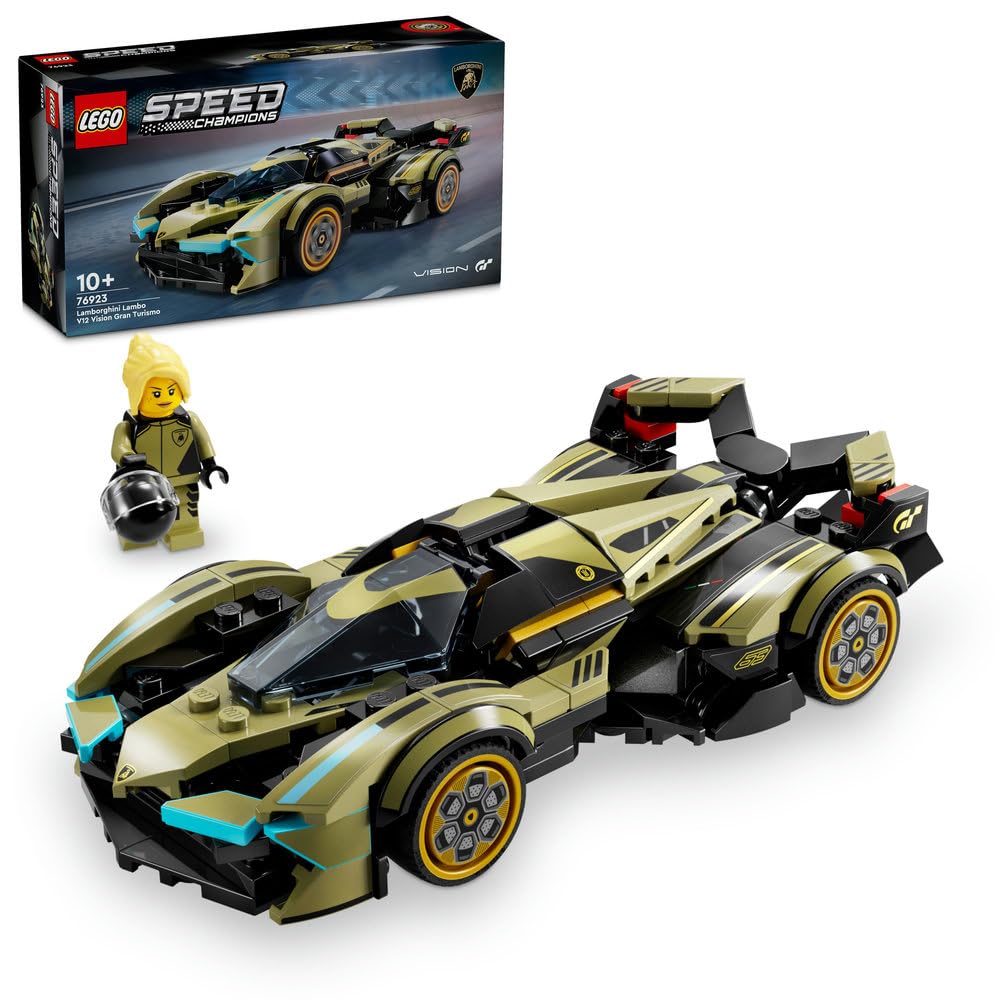 LEGOSpeed Champions Lamborghini Lambo V12 Vision GT Super Car Toy for 10 Plus Year Old Boys & Girls, Buildable Vehicle Model Set, Kids' Bedroom Decoration, Birthday Gift Idea 76923