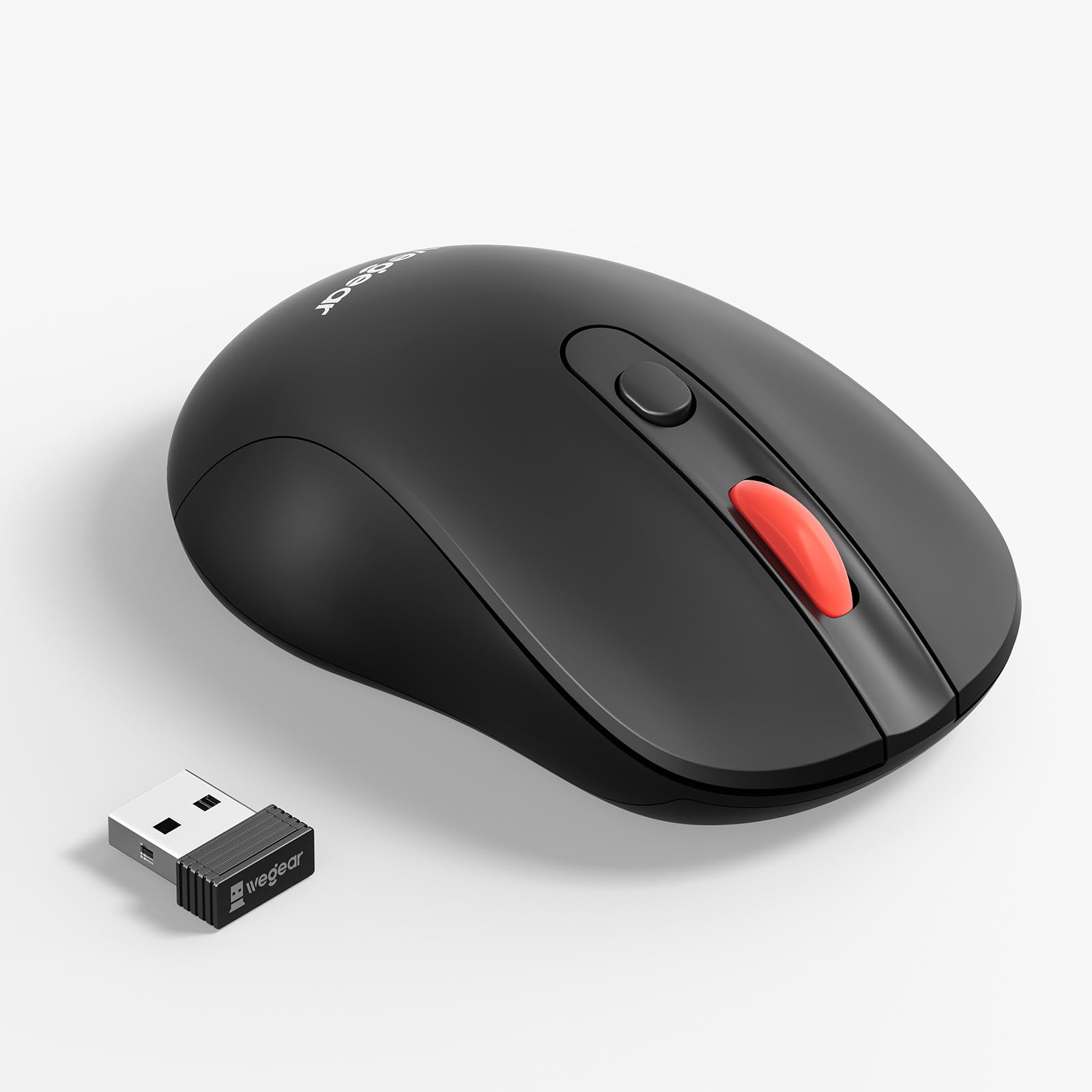 Mouse wireless USB per computer portatile, PC, Mac, mouse senza fili da 2,4 GHz con 6 pulsanti, regolabile a 5 livelli 4000 DPI, mouse ottico portatile ergonomico per computer, durata della batteria