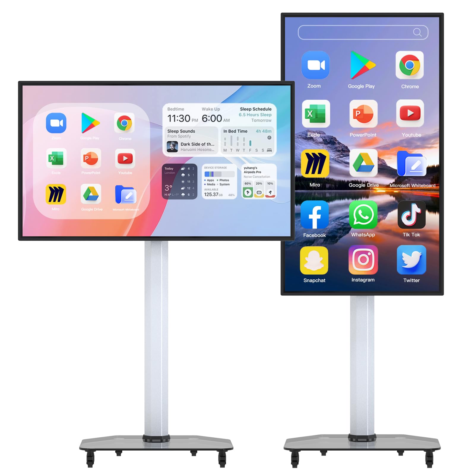 55″ Smart Board 1080P Portable TV & Huge Tablet Android 13 & 8G RAM+128G Storage Screen Mirroring for Live Streaming, All in One Digital Whiteboard for Home Classroom and Business Meeting