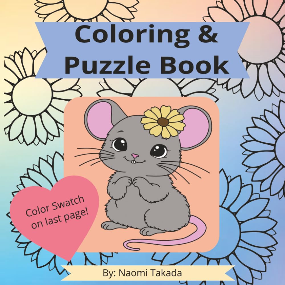 Coloring & Puzzle Book: A simple and easy activity book for adults with flowers, animals, and puzzles.