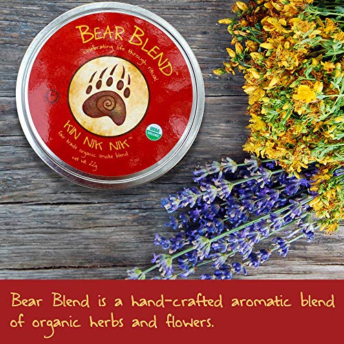 Bear Blend Organics Kin Nik Nik Herbal Ceremonial Blend 22g - Herbal Smoking Blend - Smokable Herbs - Herbal Tea - Herbal Cigarettes Tobacco Free Nicotine Free - Herbal Smoke Cigarettes