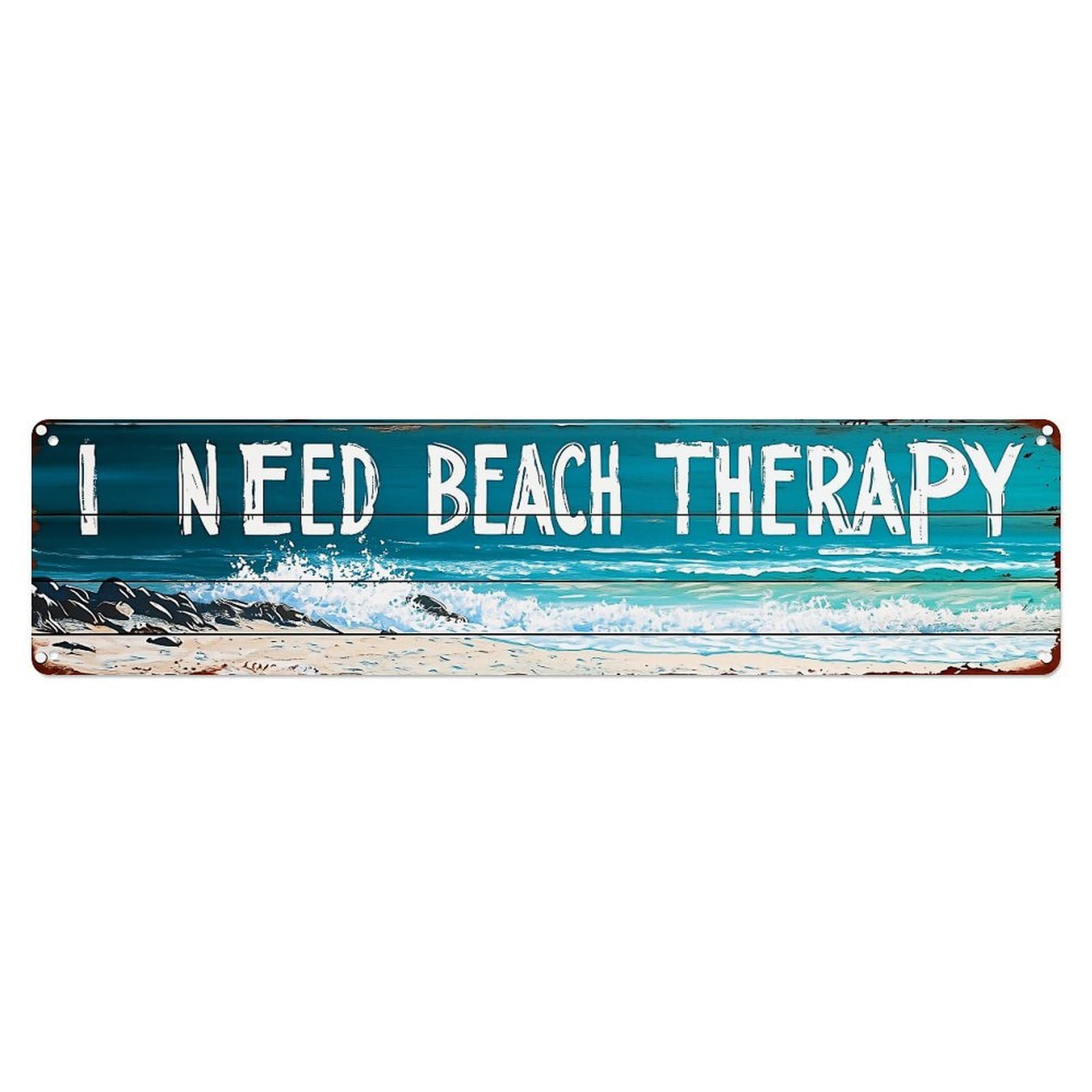 Beach Waves Sand Rocks Sky Metal Tin Sign Plaque