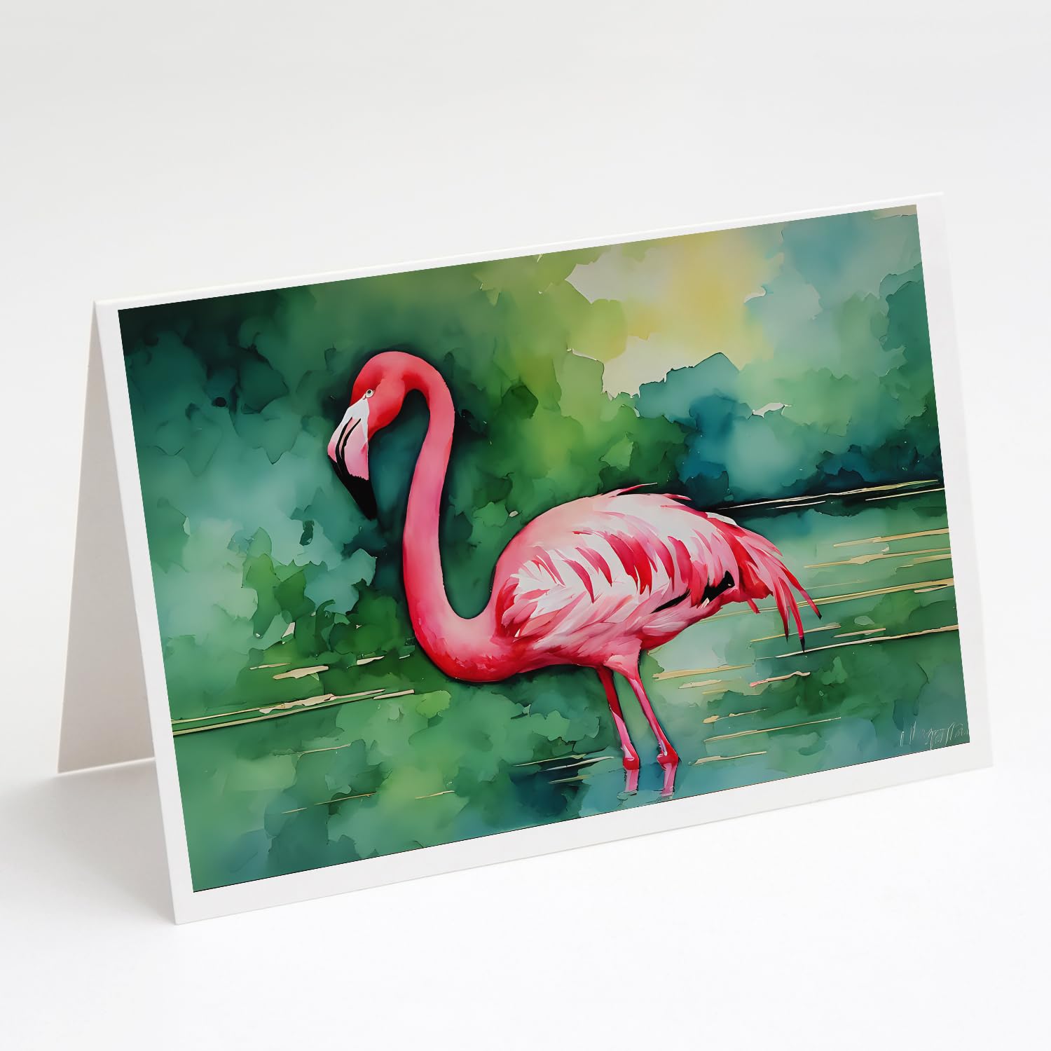 Caroline's Treasures DAC2858GCA7P Flamingo Greeting Cards Pack of 8 Blank Cards with Envelopes Whimsical A7 Size 5x7 Blank Note Cards