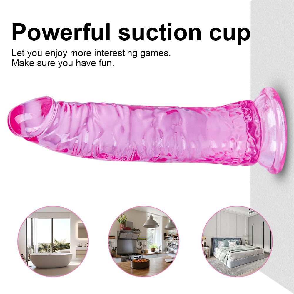 Clear Suction Realistic Dildo Set - 3 Sizes(small6.4'',big7.4'', huge9.6'') for Anal and Vaginal Pleasure - Perfect for Beginners to Advanced Users Lifelike Penis: Pink