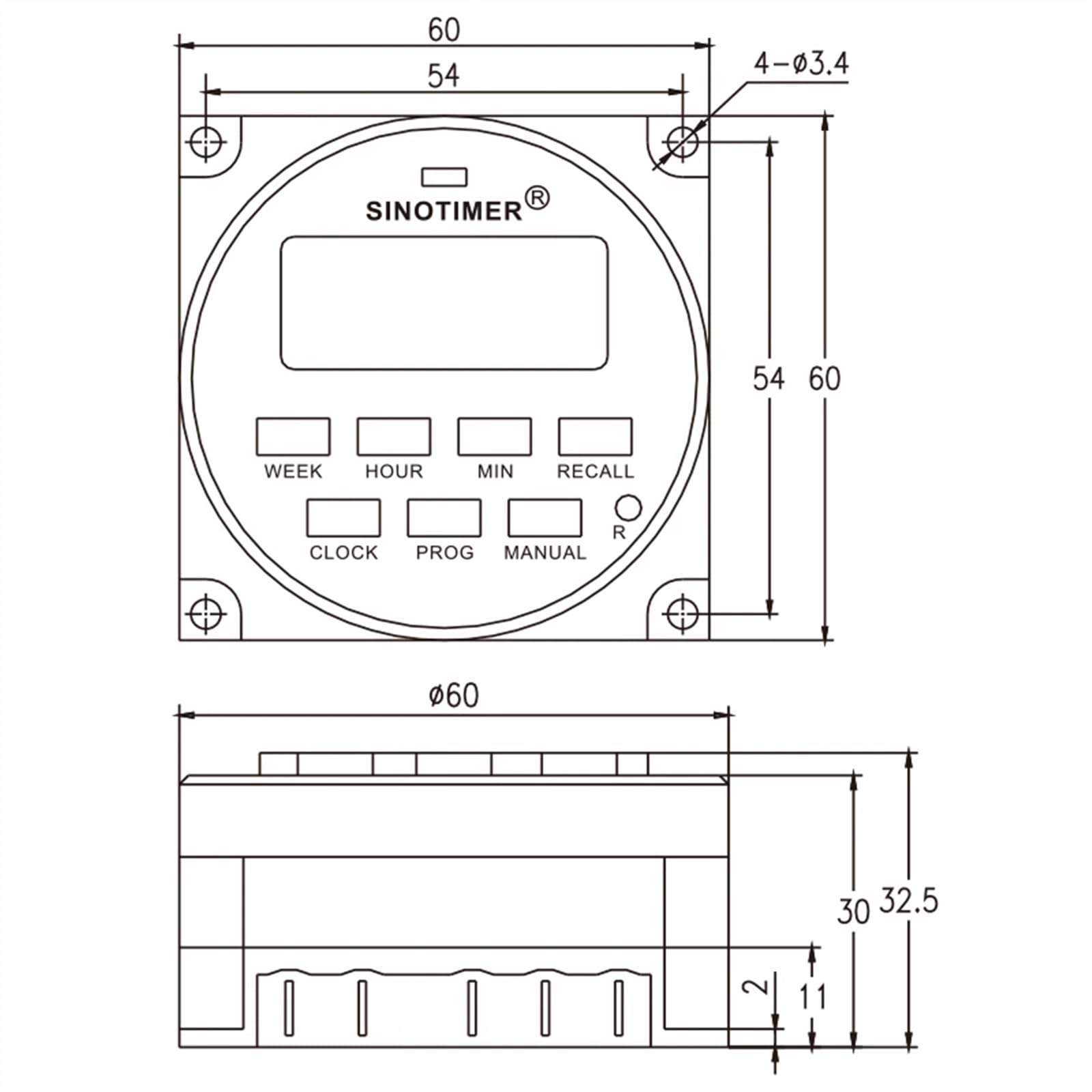 TM618H Salida de Voltaje de Contacto húmedo DC 12V 24V AC 110V 120V 220V 230V Volt Digital 7 días Temporizador programable Interruptor relé de Tiempo(220V Timer)