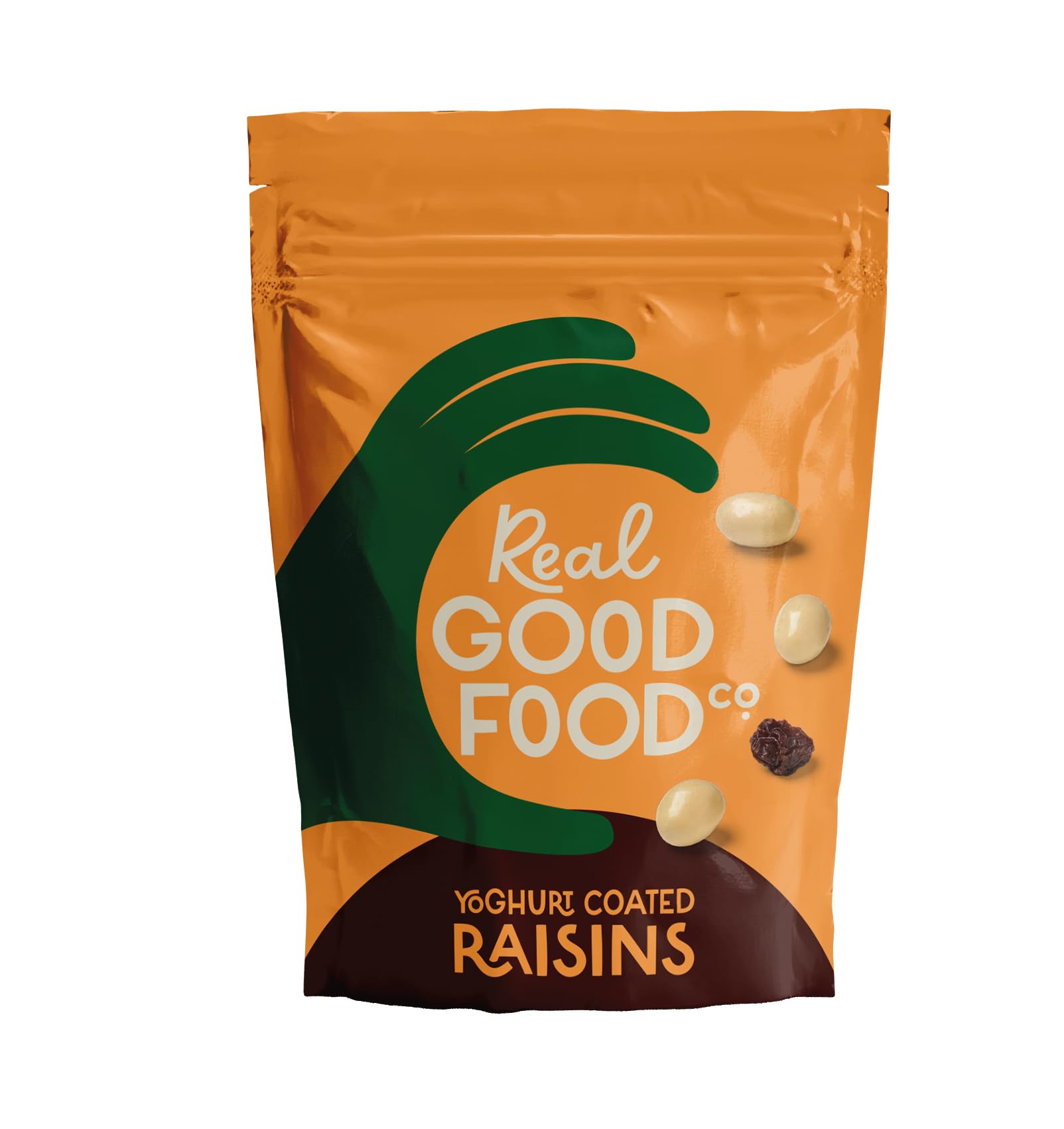 Real Good Food Co Yoghurt Coated Raisins 150g Bag - Chocolate Coated Nuts, Nibbles and Snacks! Yoghurt Coated Raisins - Luxury Snack