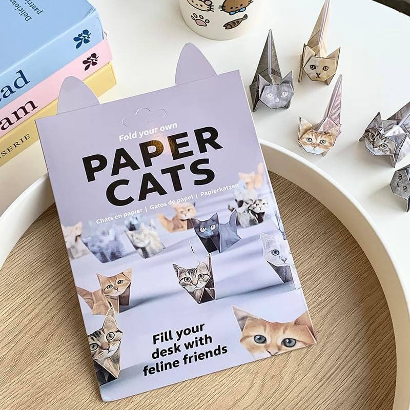 Paper Cats Origami kit origami cats 50 Sheets DIY paper cats origami gifts for Kids & Adults Desk Decor for Pet lovers(cat design)
