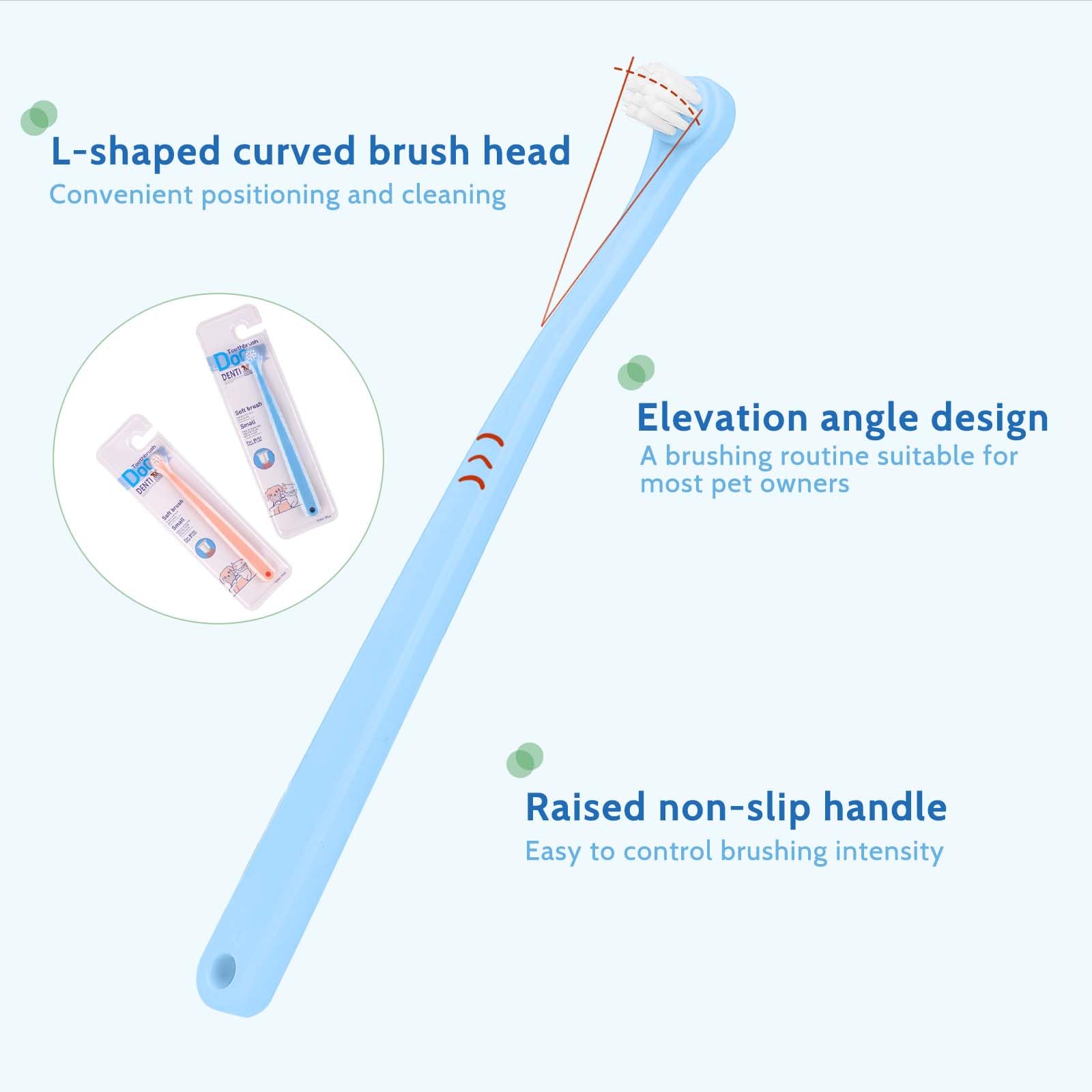 Lot de 2 brosses à dents pour chat, brosse à dents pour animaux de compagnie, brosse à dents pour chiot, mini tête douce pour chien, kit de nettoyage en profondeur pour chiots, chatons, chiens
