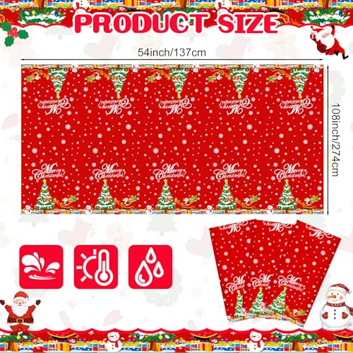 3 Pcs Christmas Plastic Tablecloth Christmas Disposable Party Tablecloth 54" x 108" Santa Claus Snowman Tablecloths for Rectangle Tables Winter Xmas New Year Party Decoration – Image 3