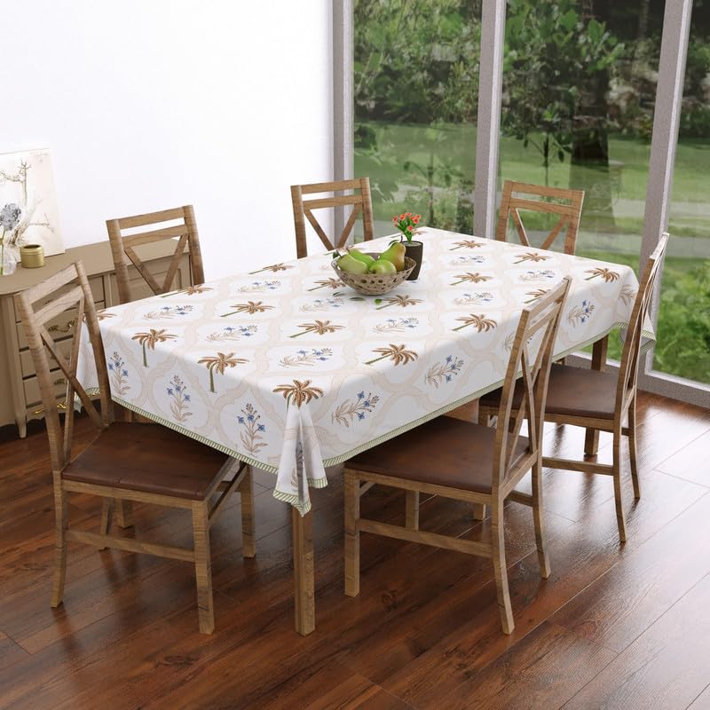Texstylers Premium Cotton Block Print White Table Cloth 60x90 Inches | Handcrafted Dining Table Cover for 6 Seater | Elegant Rectangular Table Linen for Home & Parties, Pack of 1, Floral_13-image-29