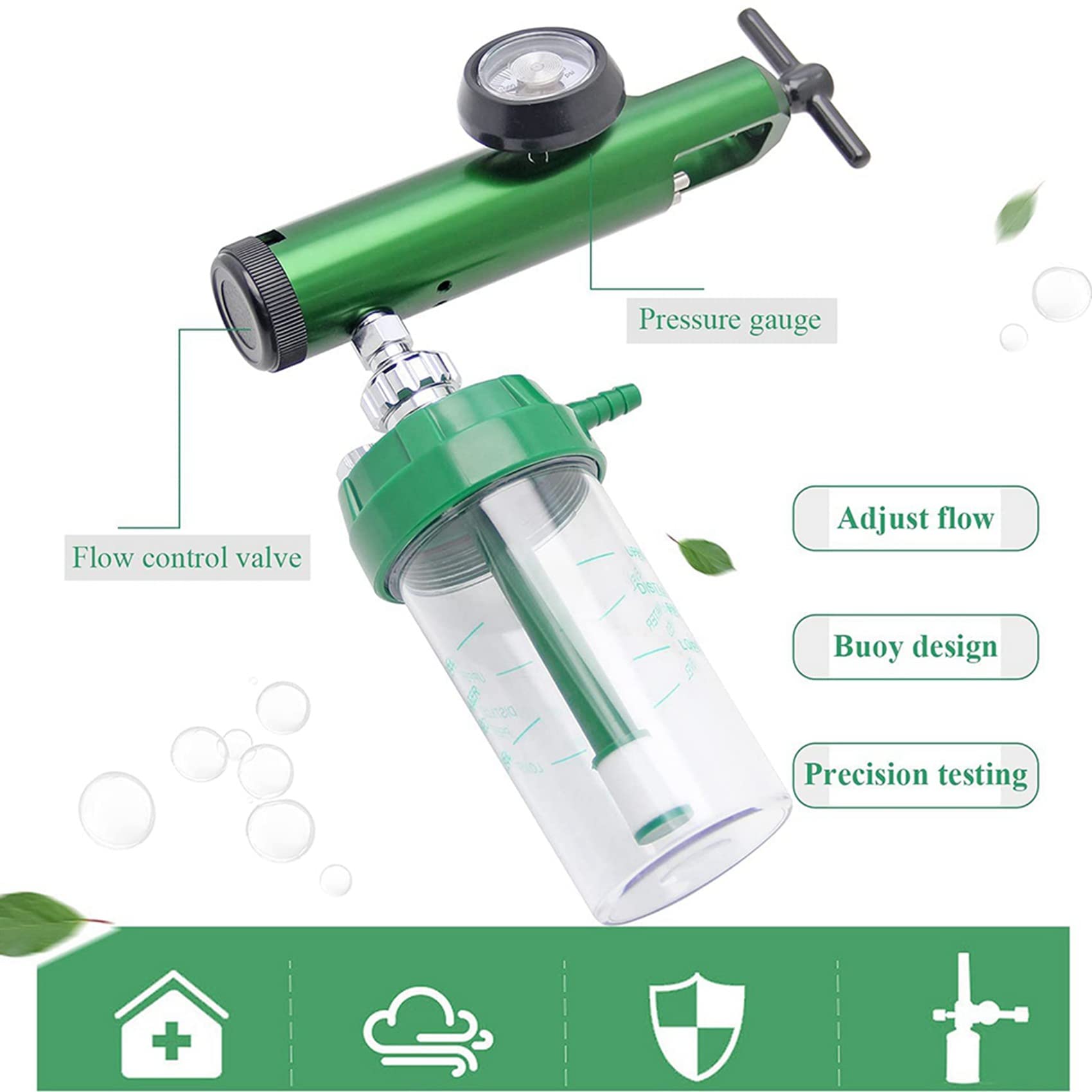 2 medidores de flujo de oxígeno, regulador de oxígeno, 0-15 l/min, regulador de presión reductor, medidor de válvula con rosca de entrada 870