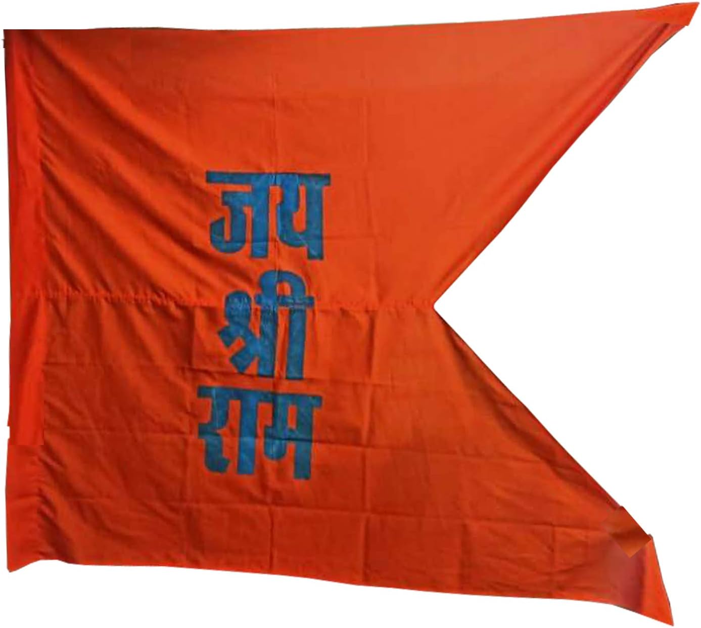 Poveria Jai Shree Ram Bhagva Jhanda Big Size Flag Size 65X85 Inch Orange
