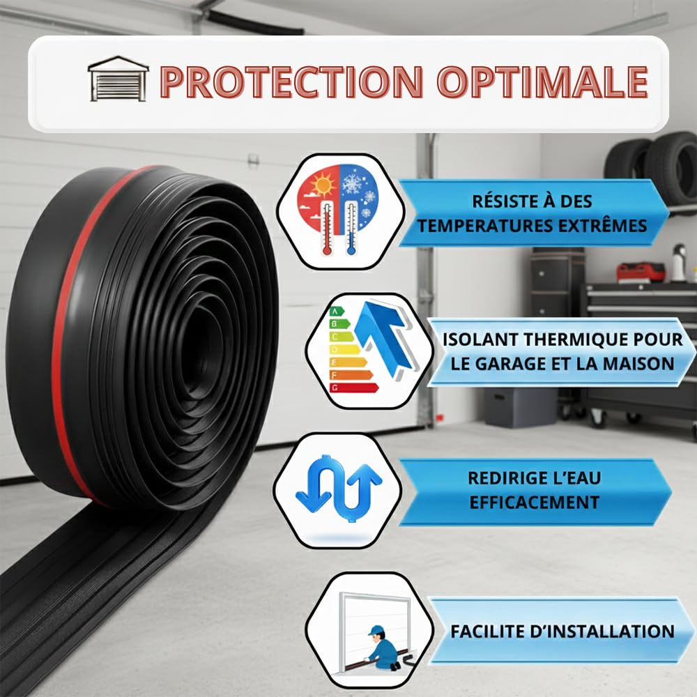 Joint Porte Garage - Isolant Seuil Porte de Garage Basculante & Sectionnelle, Bas de Porte de Garage (Standard 3m*9cm*1.6cm)