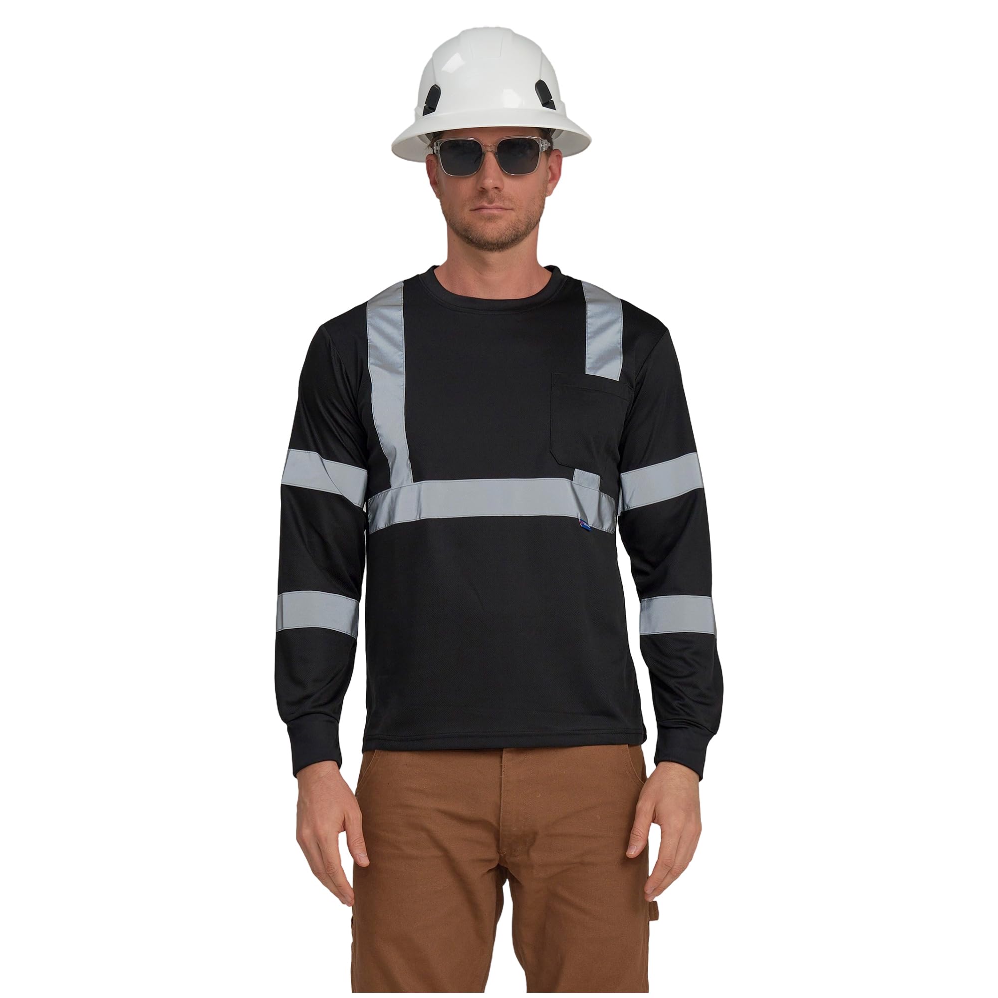 AYKRM Safety T Shirt Reflective High Visibility hi vis Long Sleeve T Shirt (XS-6XL)